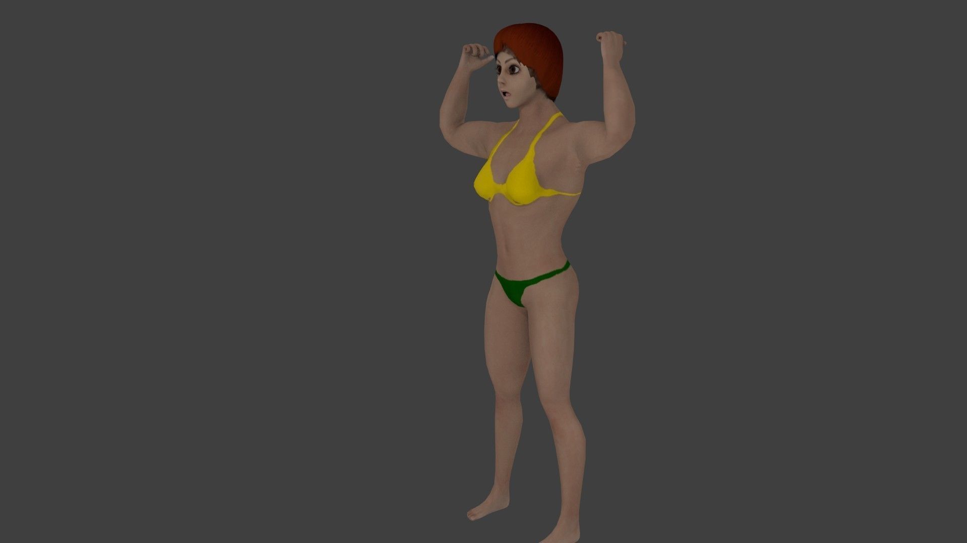 cartoon Fitness girl Low-poly 3D model_4