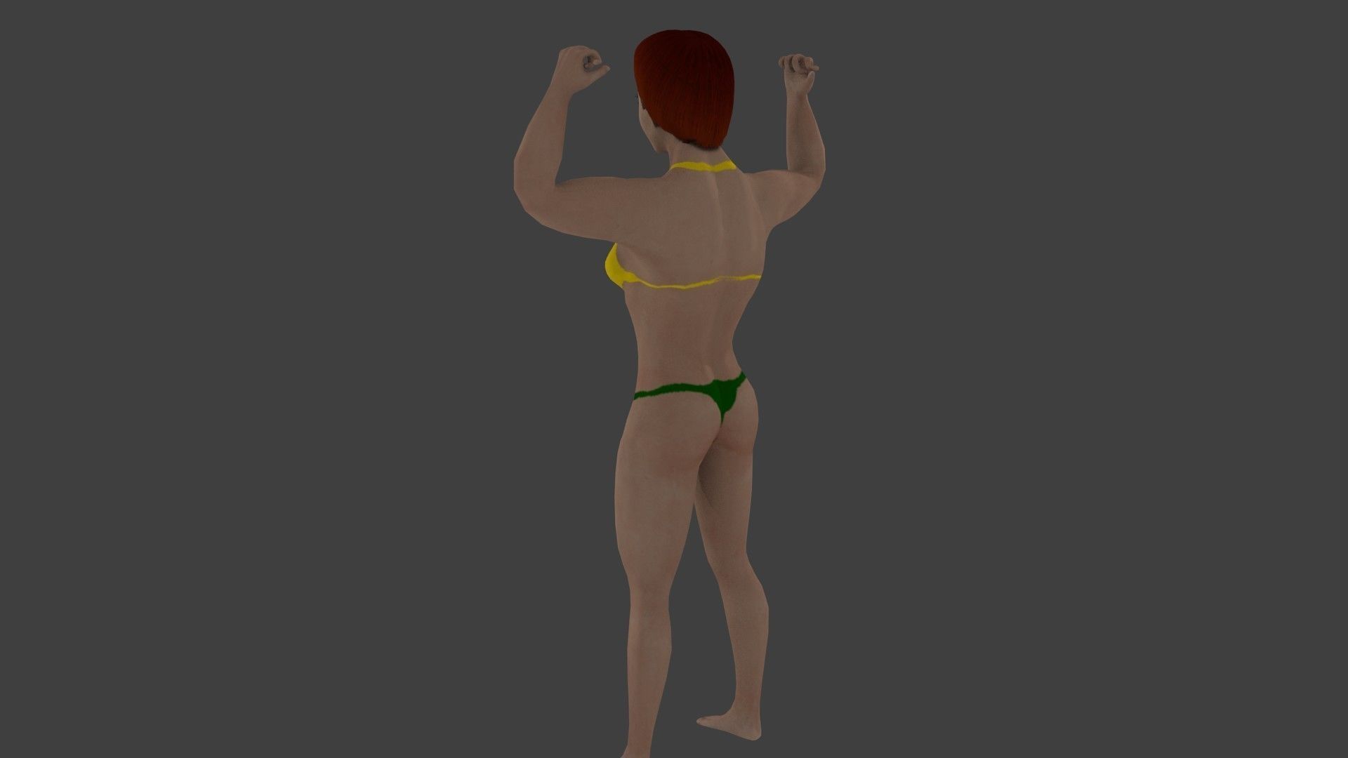 cartoon Fitness girl Low-poly 3D model_3