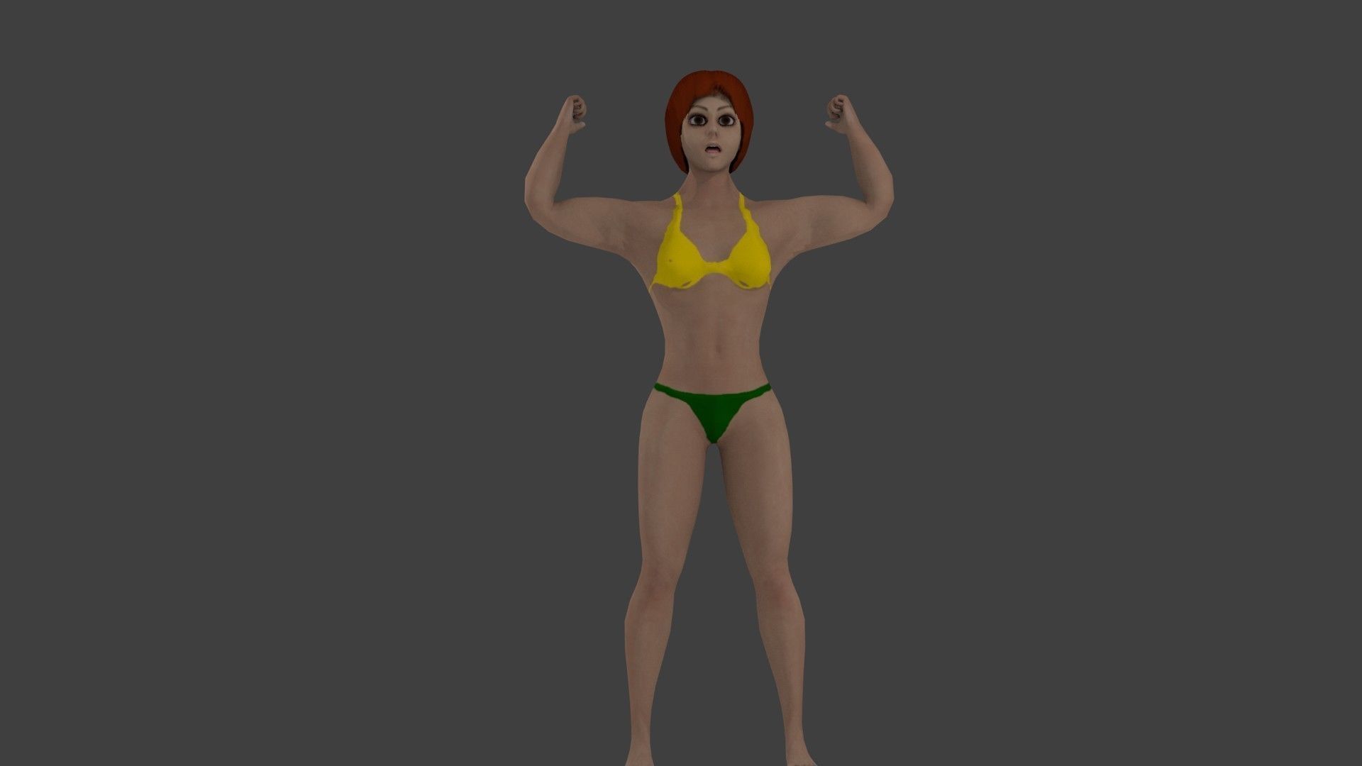 cartoon Fitness girl Low-poly 3D model_2