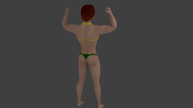 cartoon Fitness girl Low-poly 3D model