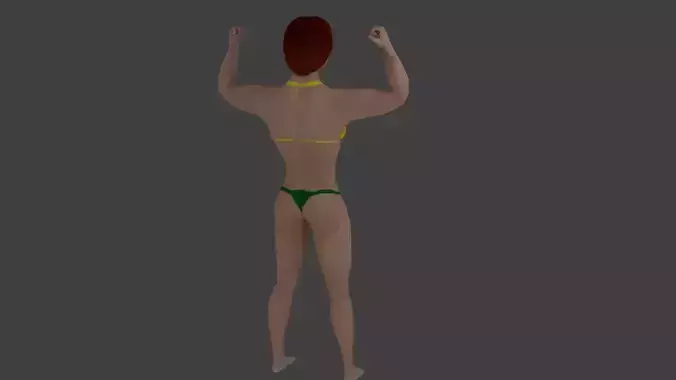 cartoon Fitness girl Low-poly 3D model