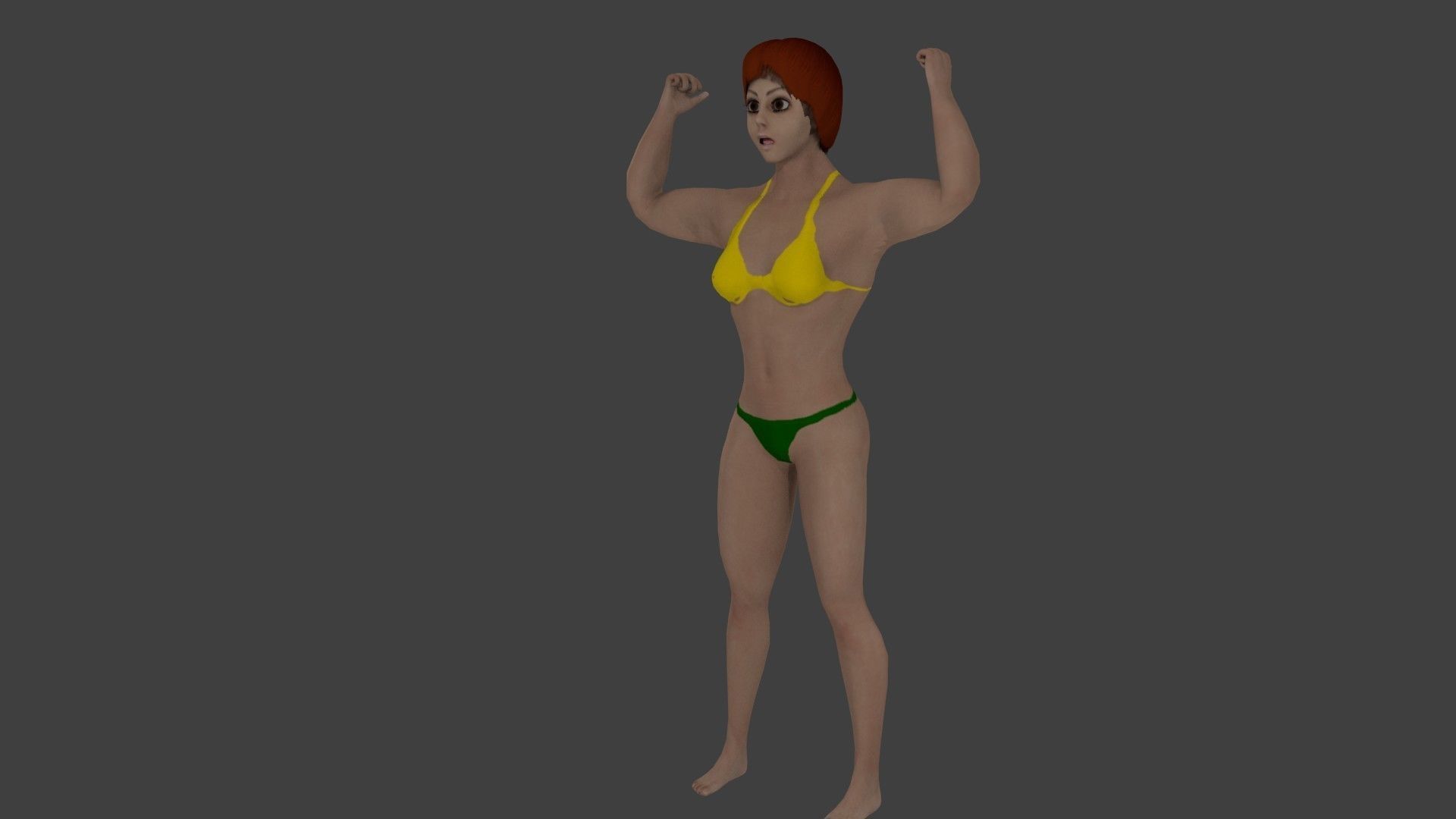 cartoon Fitness girl Low-poly 3D model_18
