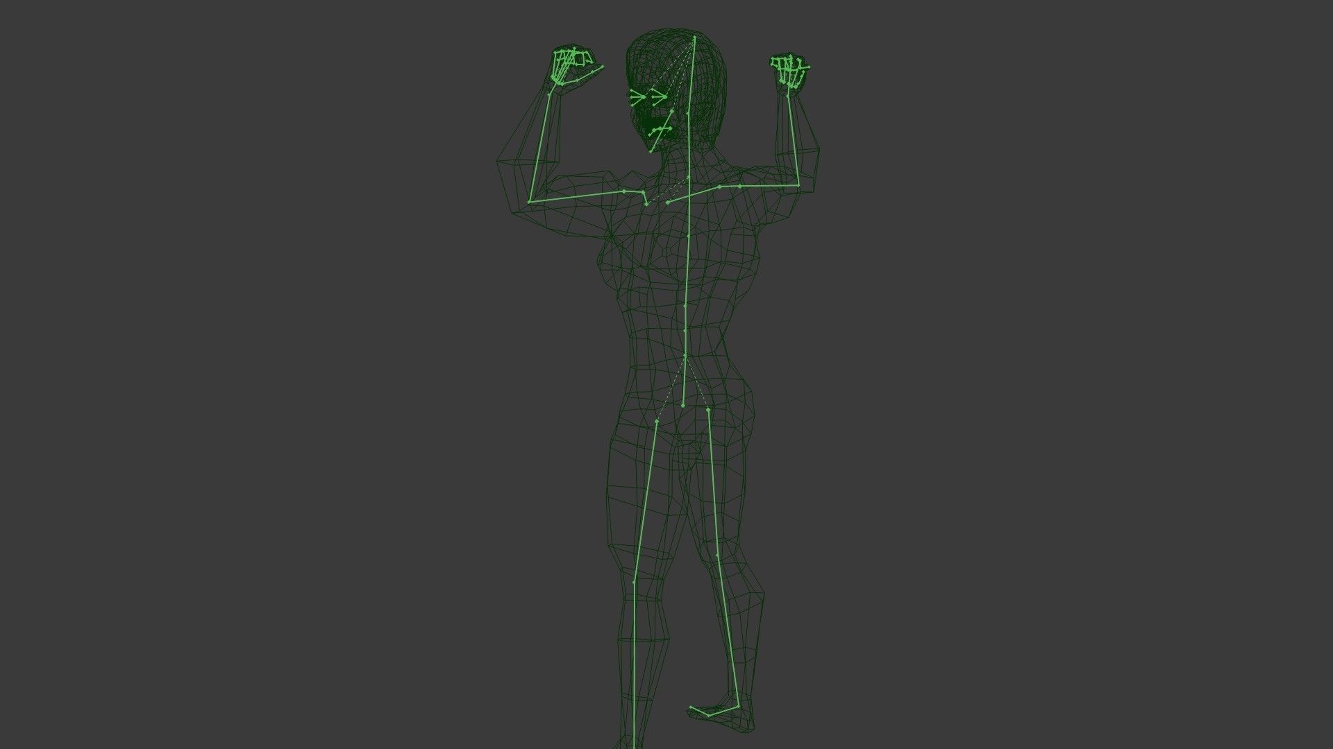 cartoon Fitness girl Low-poly 3D model_17