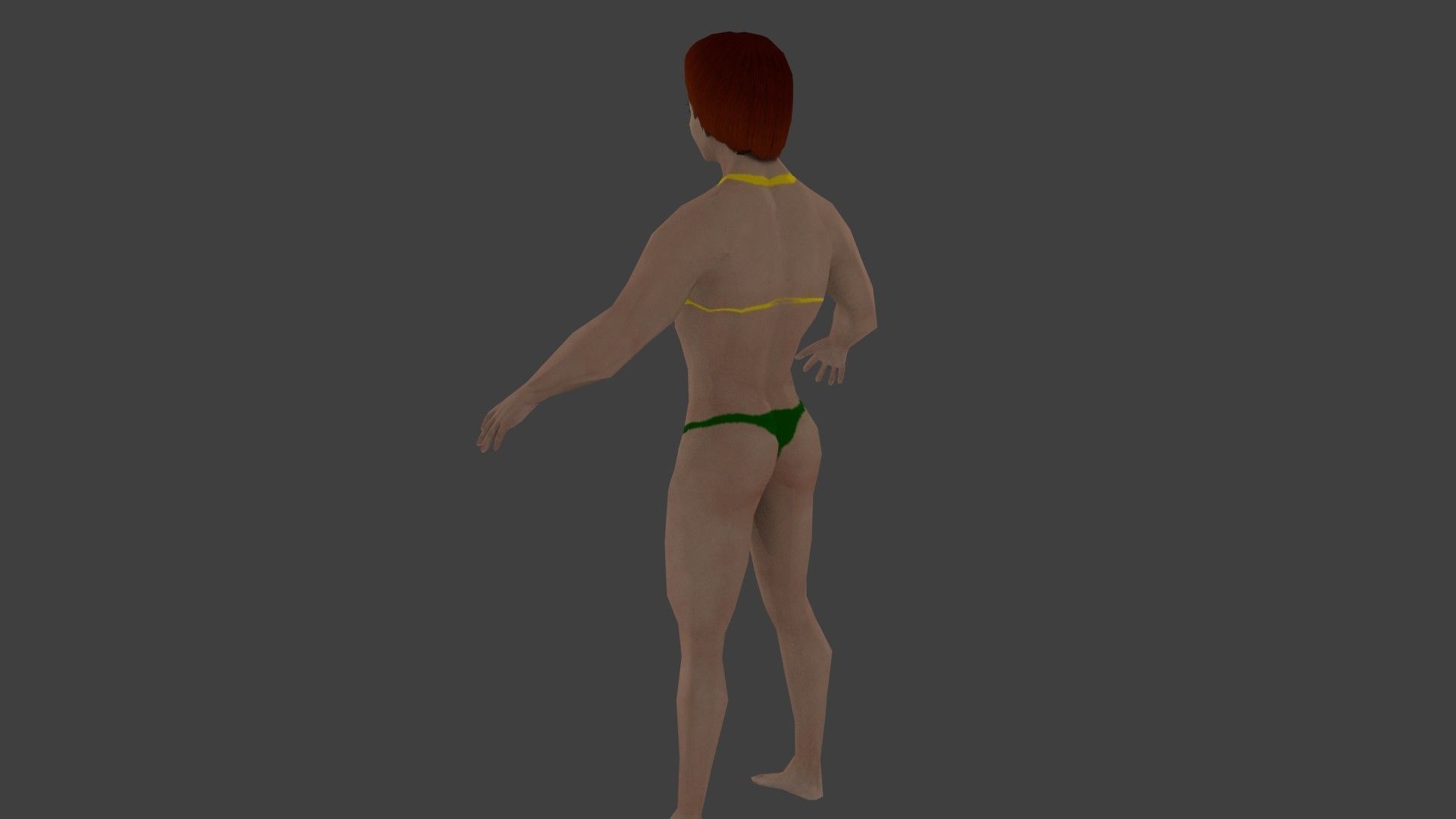 cartoon Fitness girl Low-poly 3D model_8