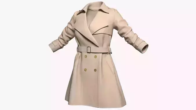 Coat TrenchCoat For Woman MAX Low-poly 3D model