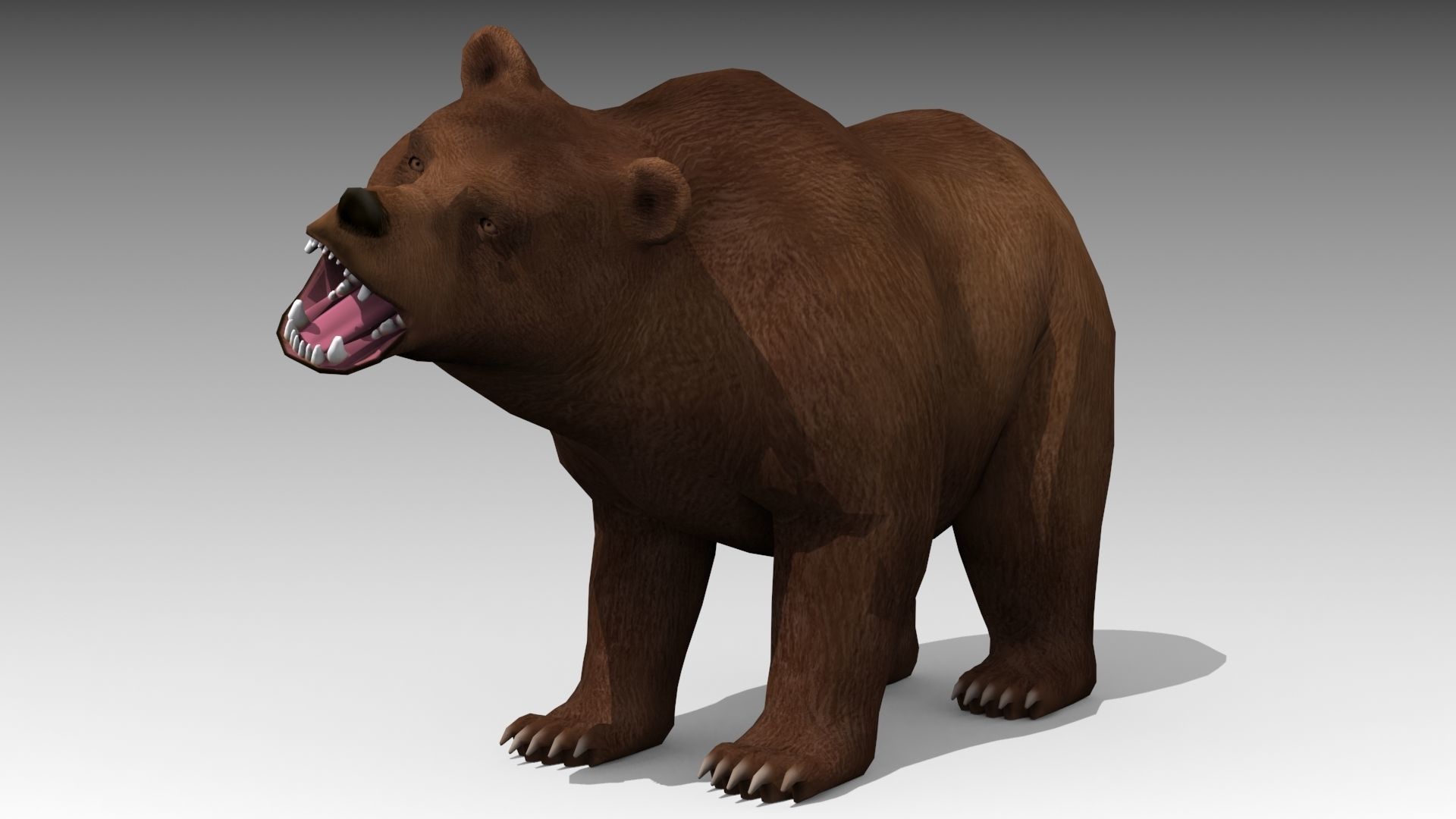 Grizzly Bear Animated Low-poly 3D model_8