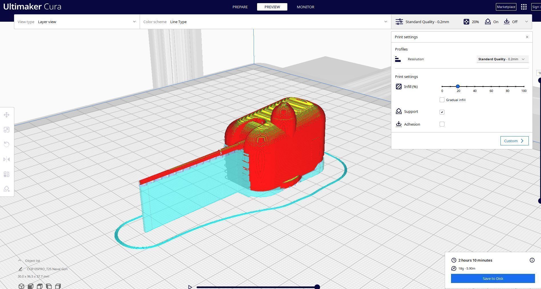 T25 Naval Gun 3D print model_1