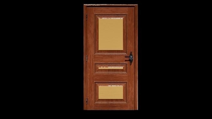 wood door Low-poly 3D model