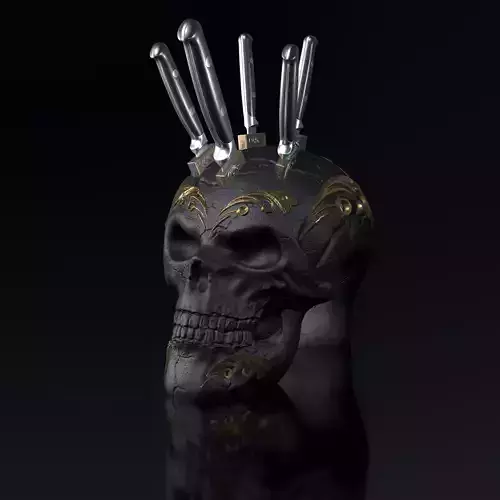 Skull Knife Block 3D Model - Print File 3D print model