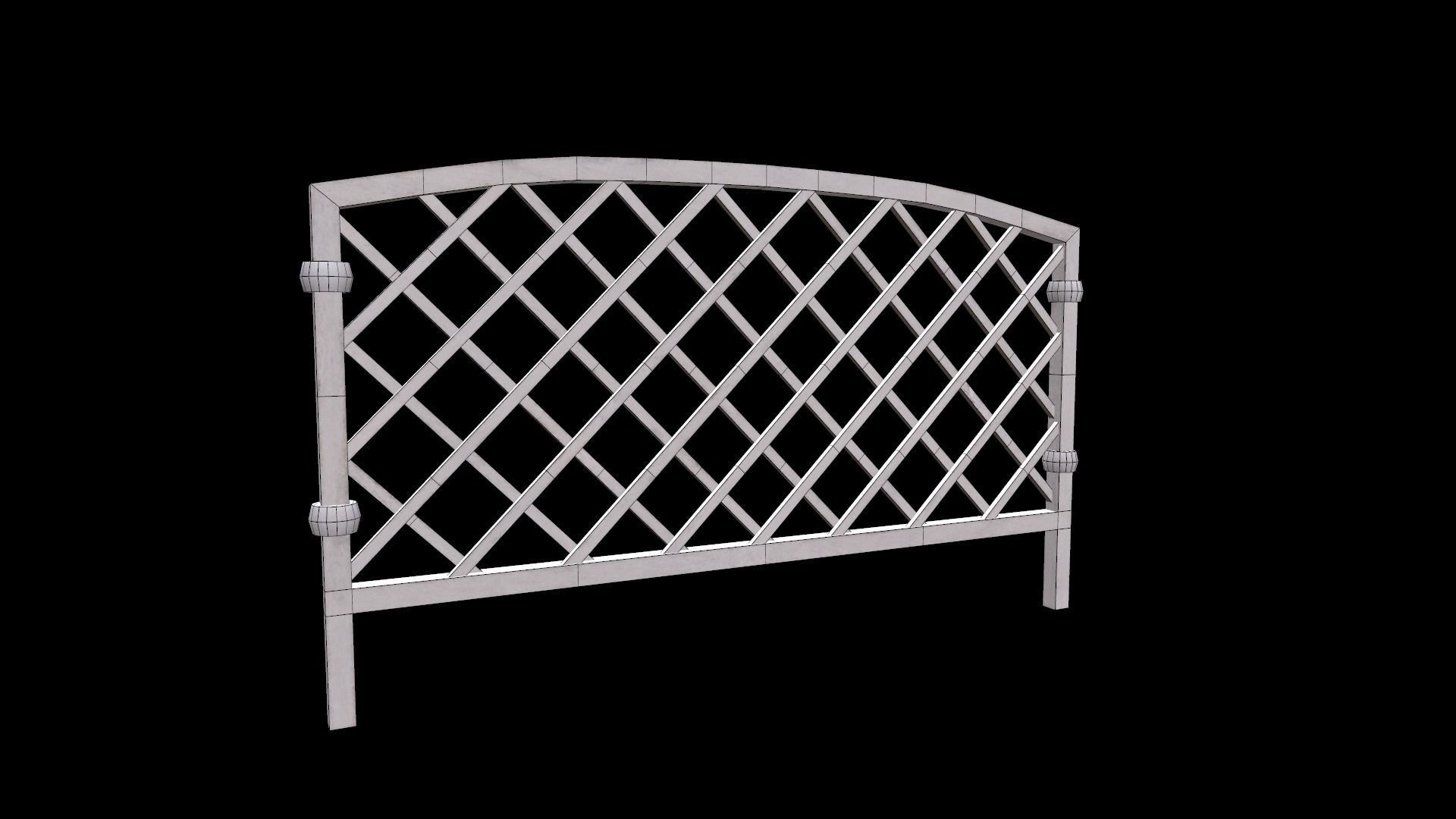 lawn fence Low-poly 3D model_7