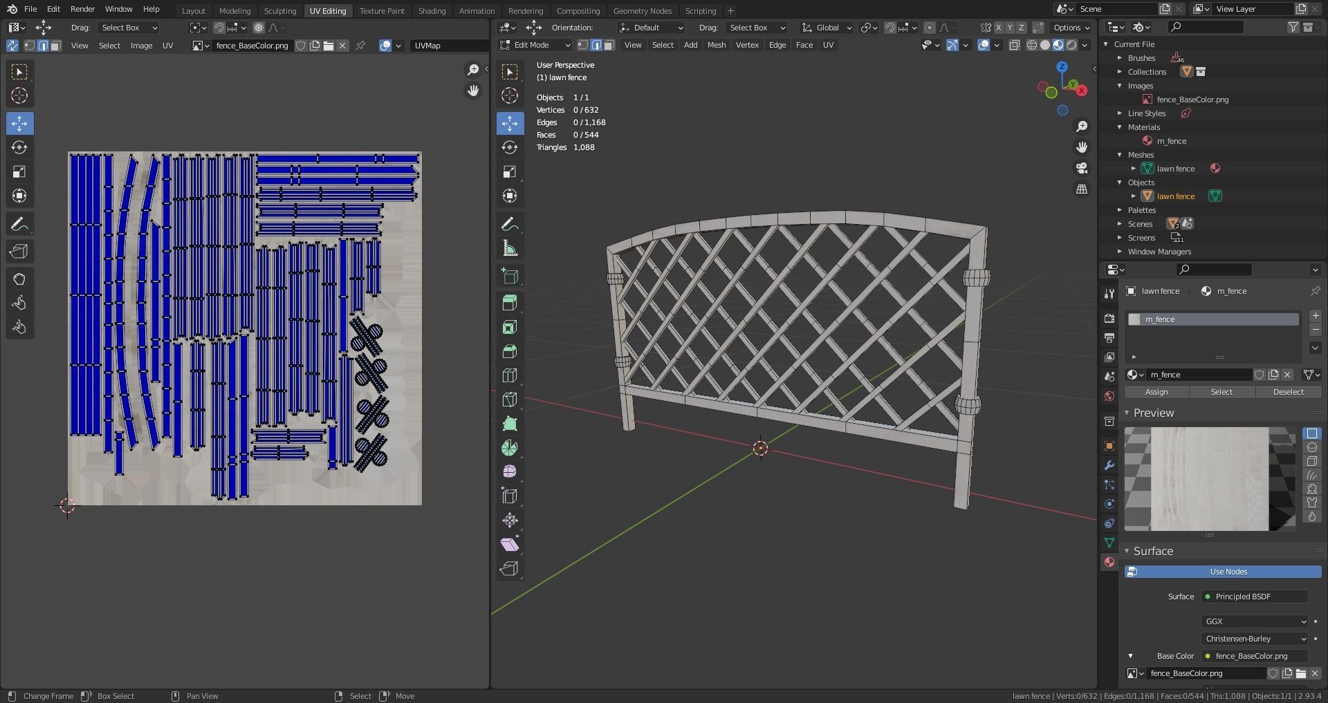 lawn fence Low-poly 3D model_9