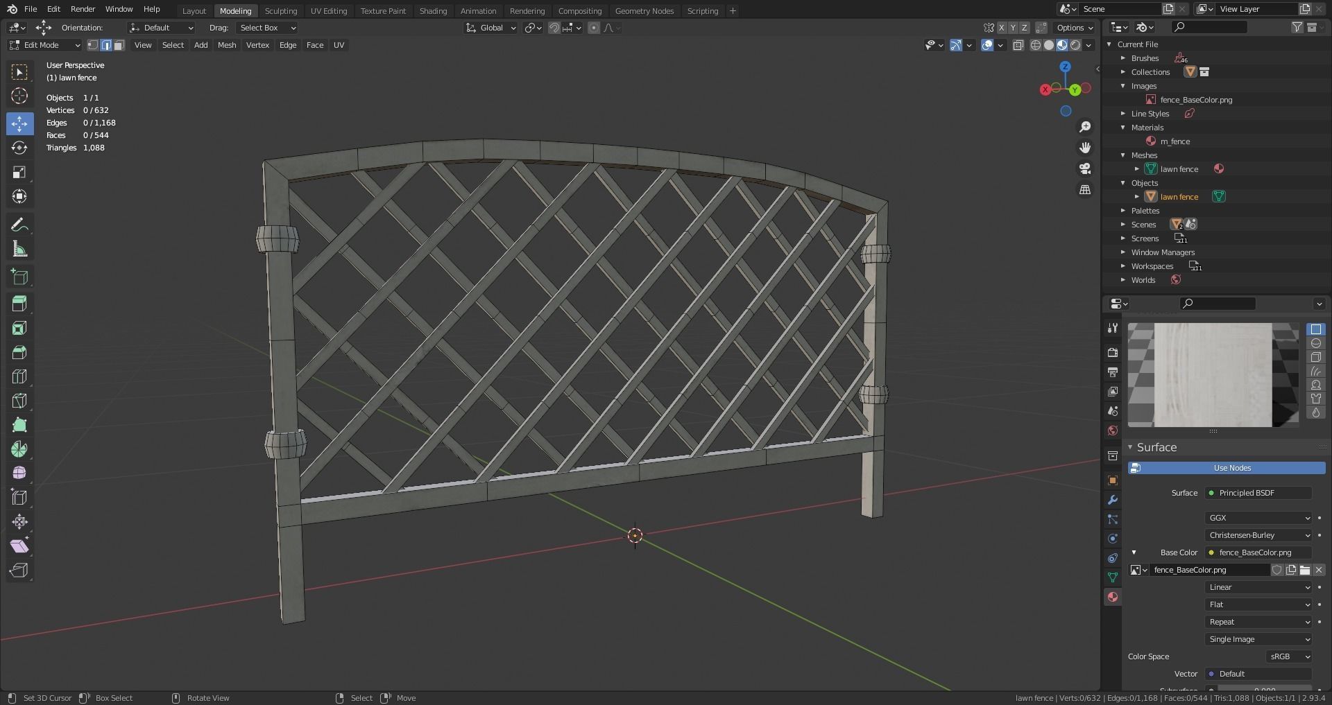 lawn fence Low-poly 3D model_8