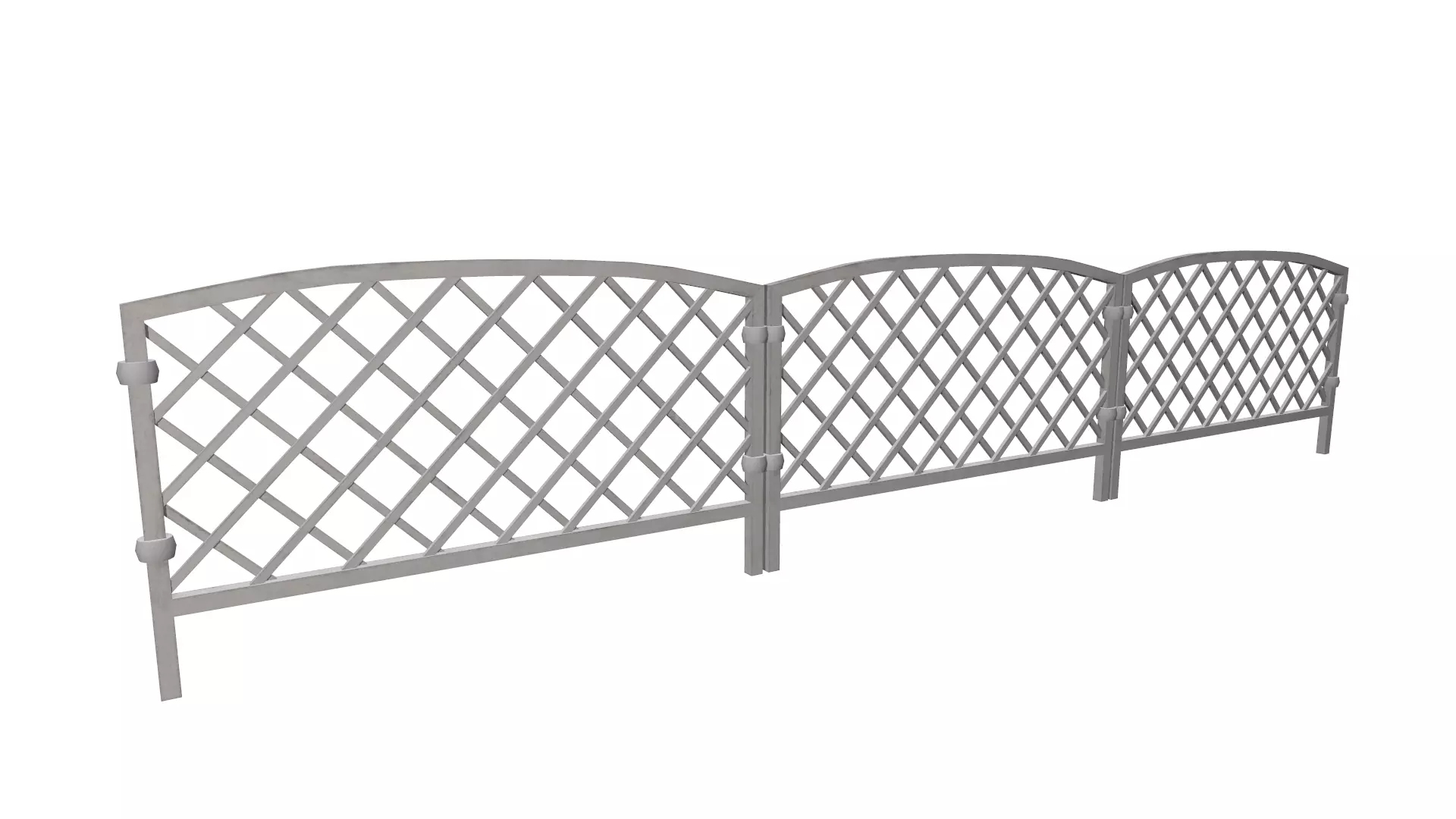 lawn fence Low-poly 3D model_0