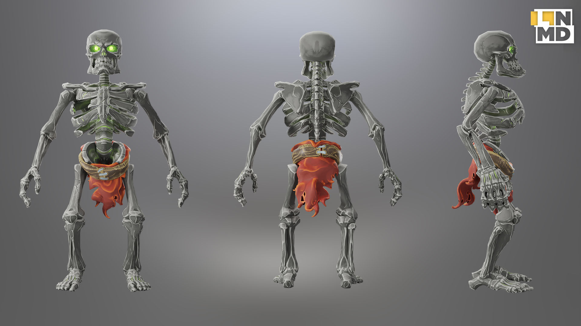 Game ready Skeleton character with 24 animations Low-poly 3D model_5