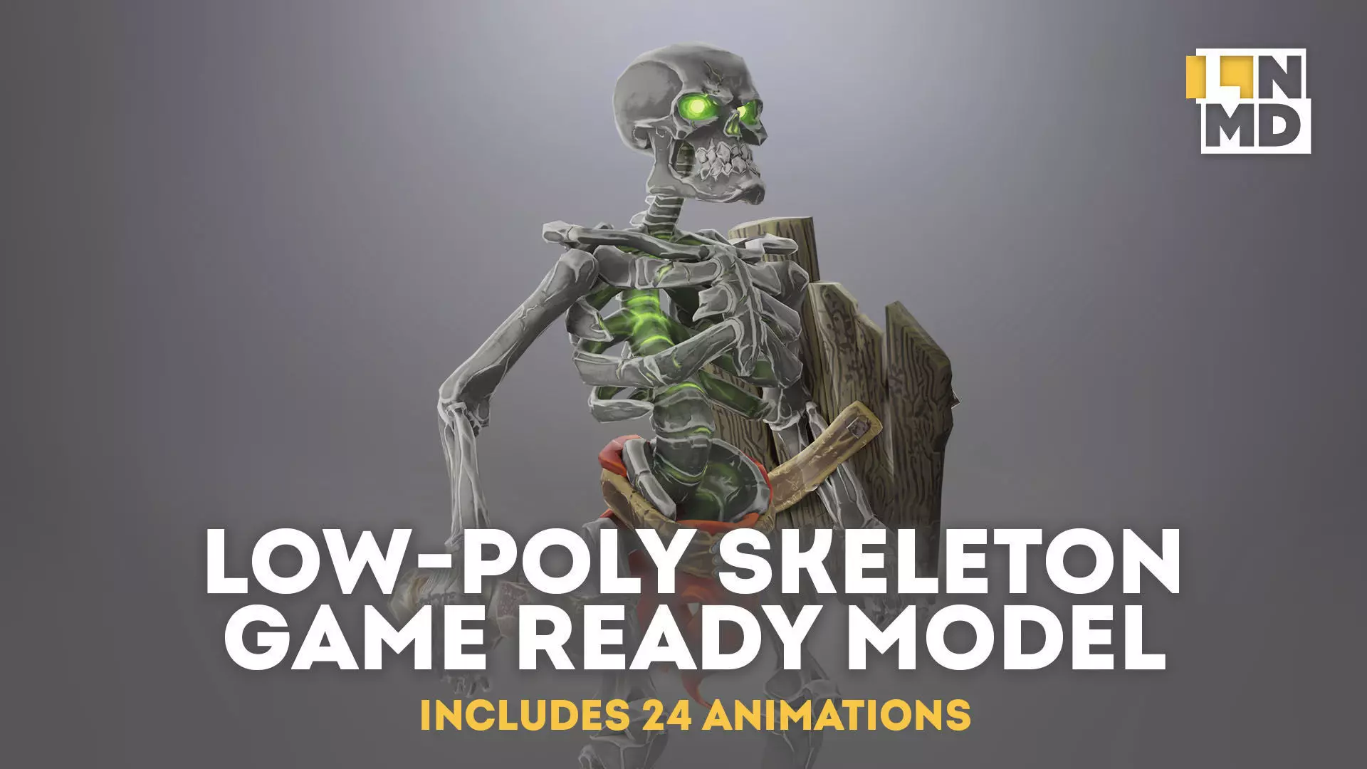 Game ready Skeleton character with 24 animations Low-poly 3D model_0