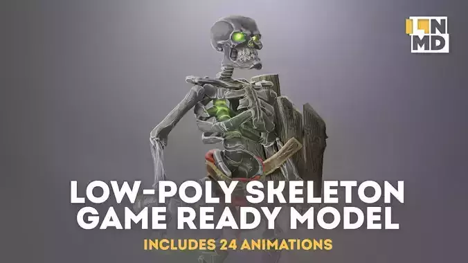 Game ready Skeleton character with 24 animations Low-poly 3D model Game ready Skeleton character with 24 animations Low-poly 3D model