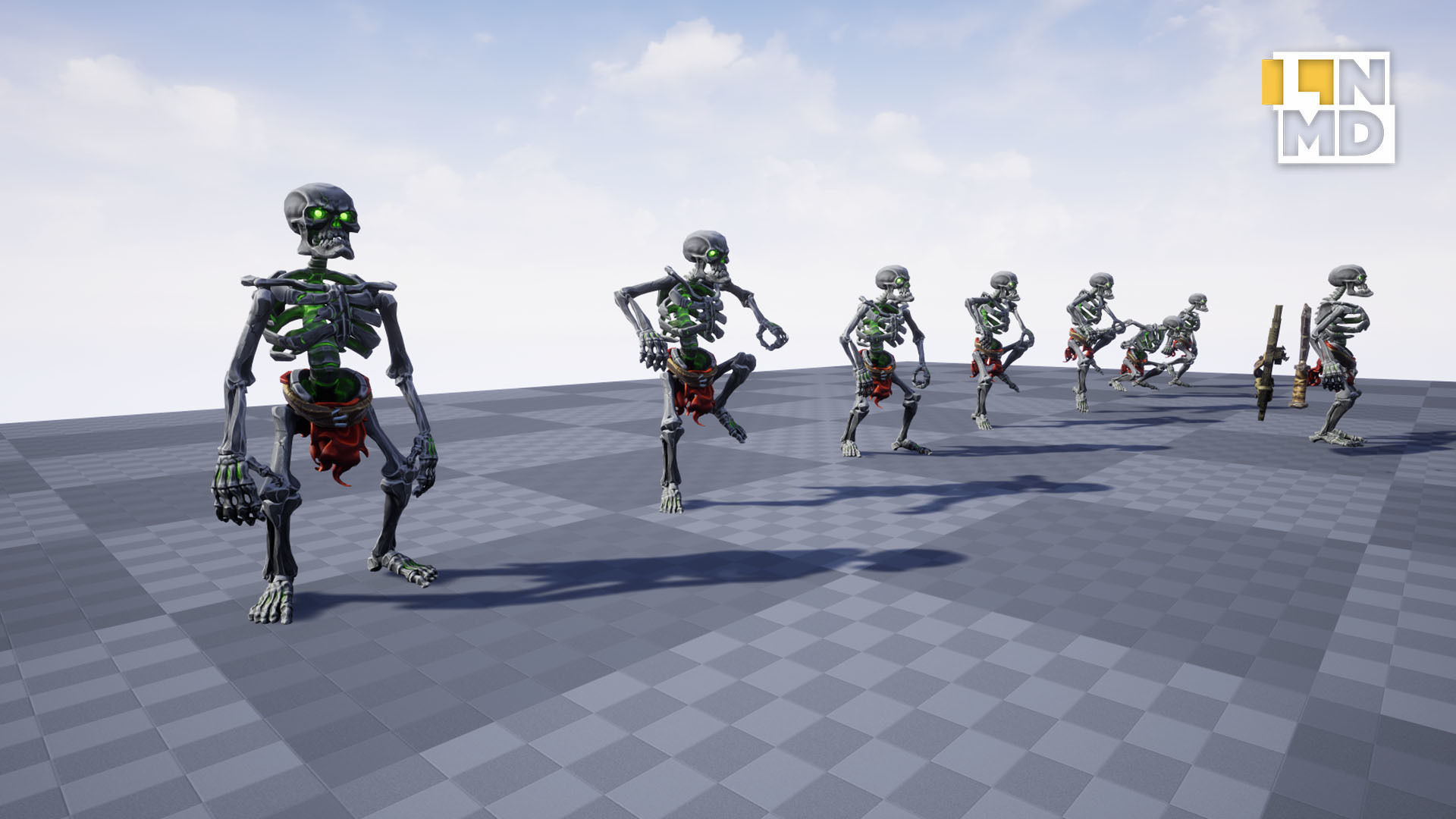 Game ready Skeleton character with 24 animations Low-poly 3D model_19