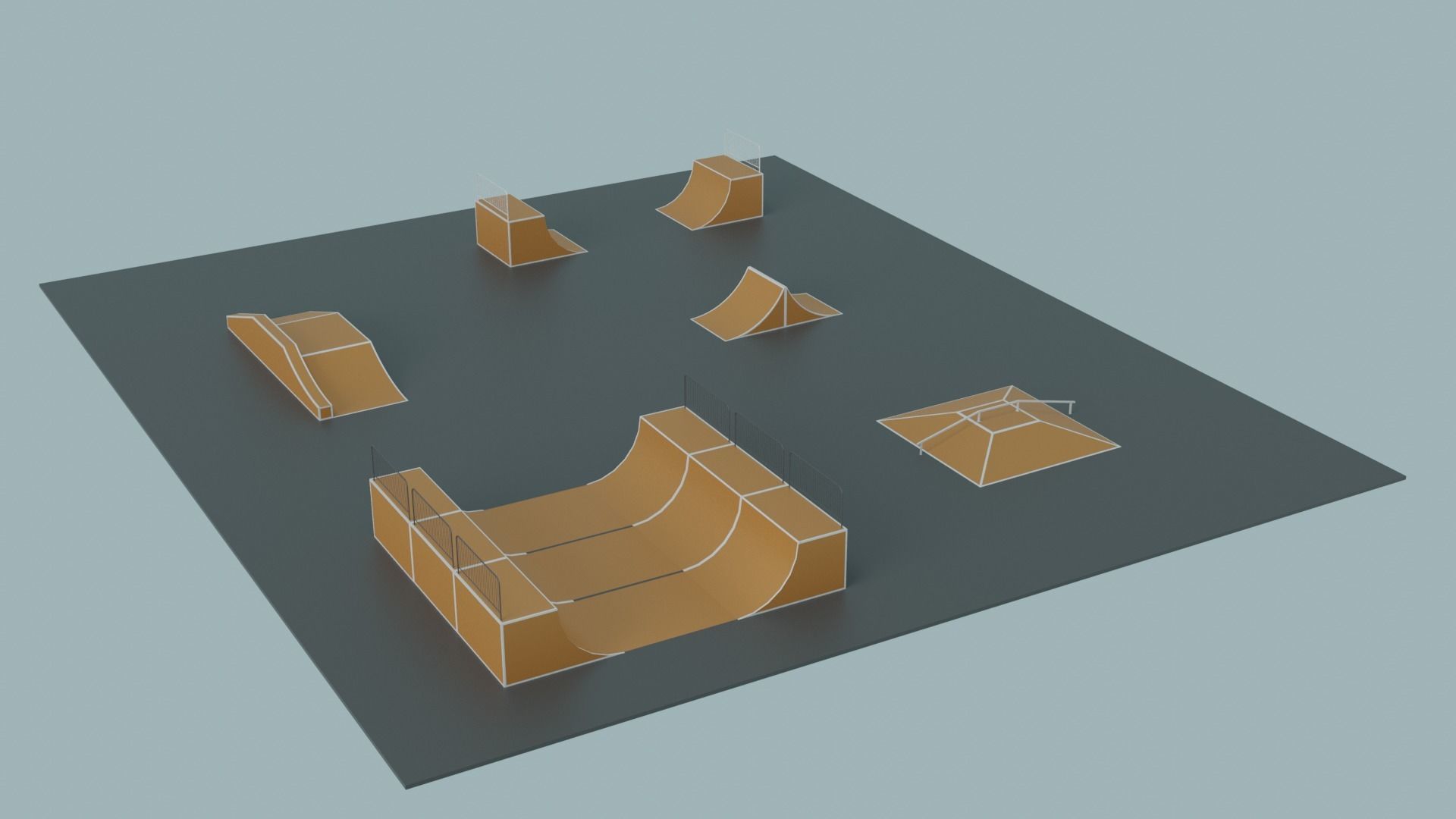Skate Park Low-poly 3D model_19