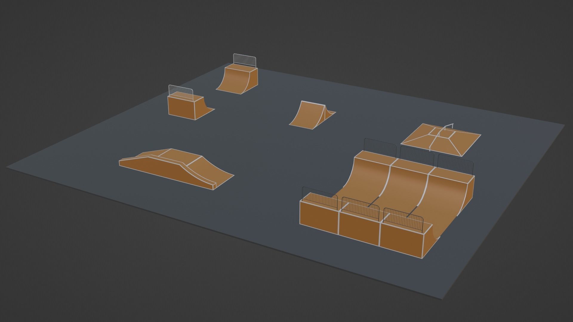 Skate Park Low-poly 3D model_16