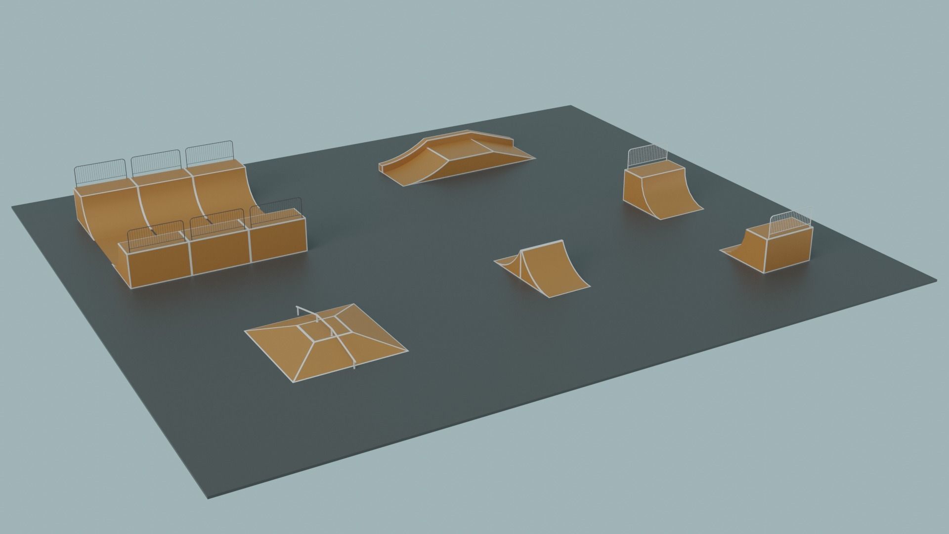Skate Park Low-poly 3D model_1