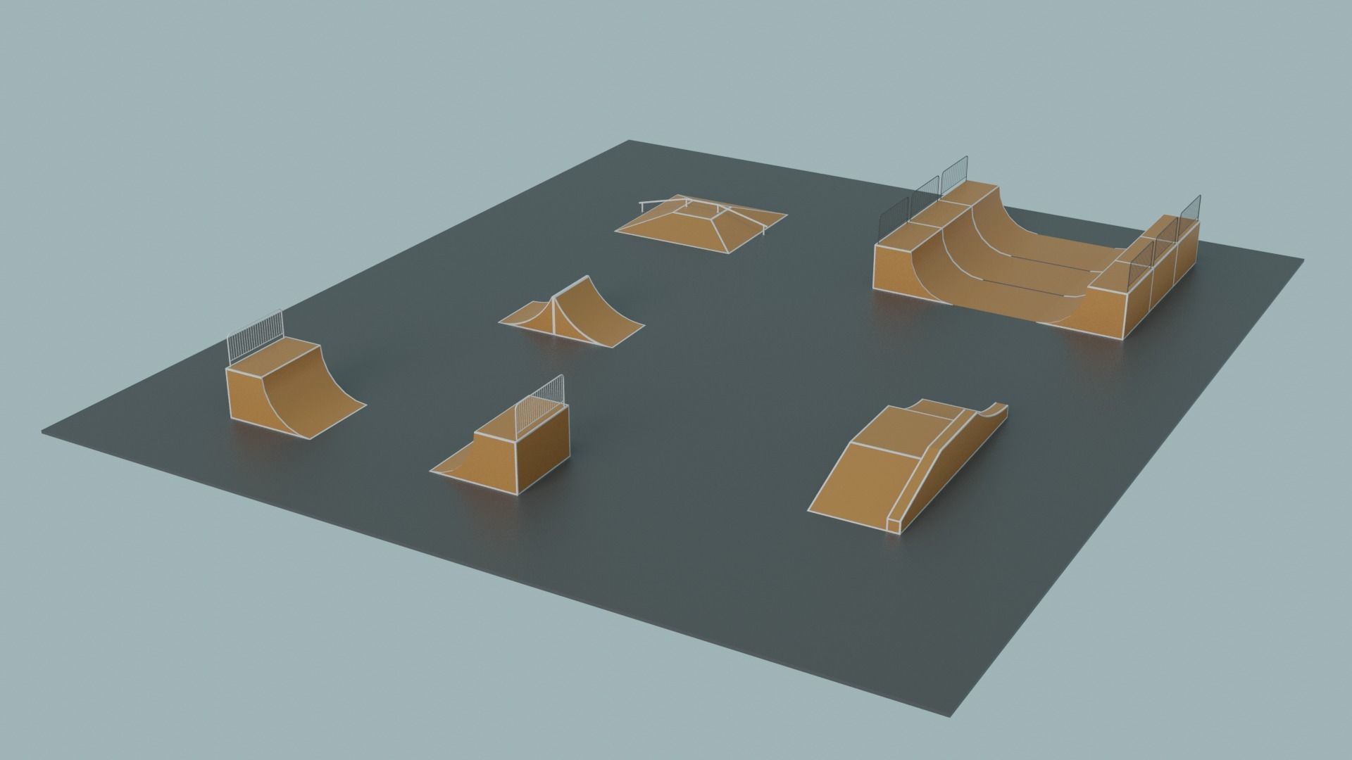 Skate Park Low-poly 3D model_4