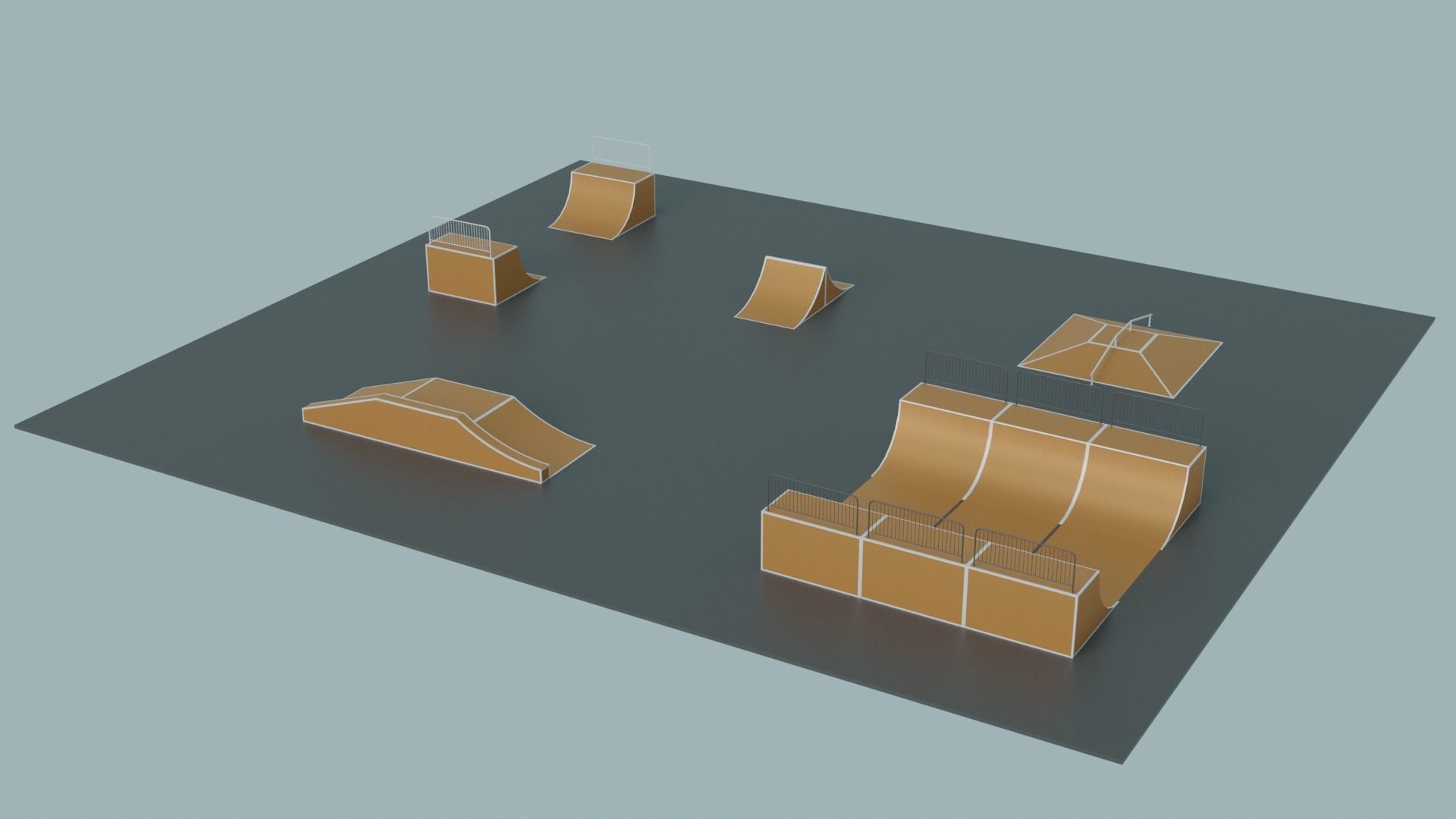 Skate Park Low-poly 3D model_17