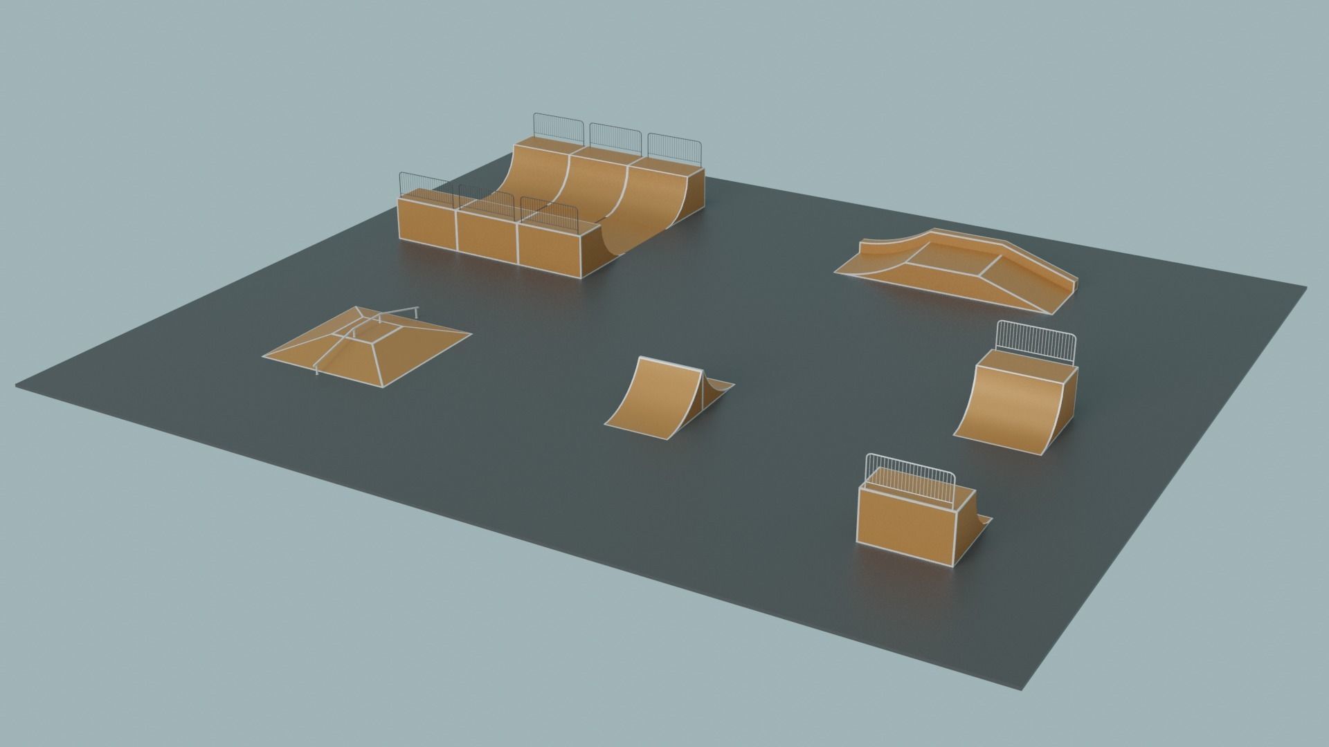 Skate Park Low-poly 3D model_6