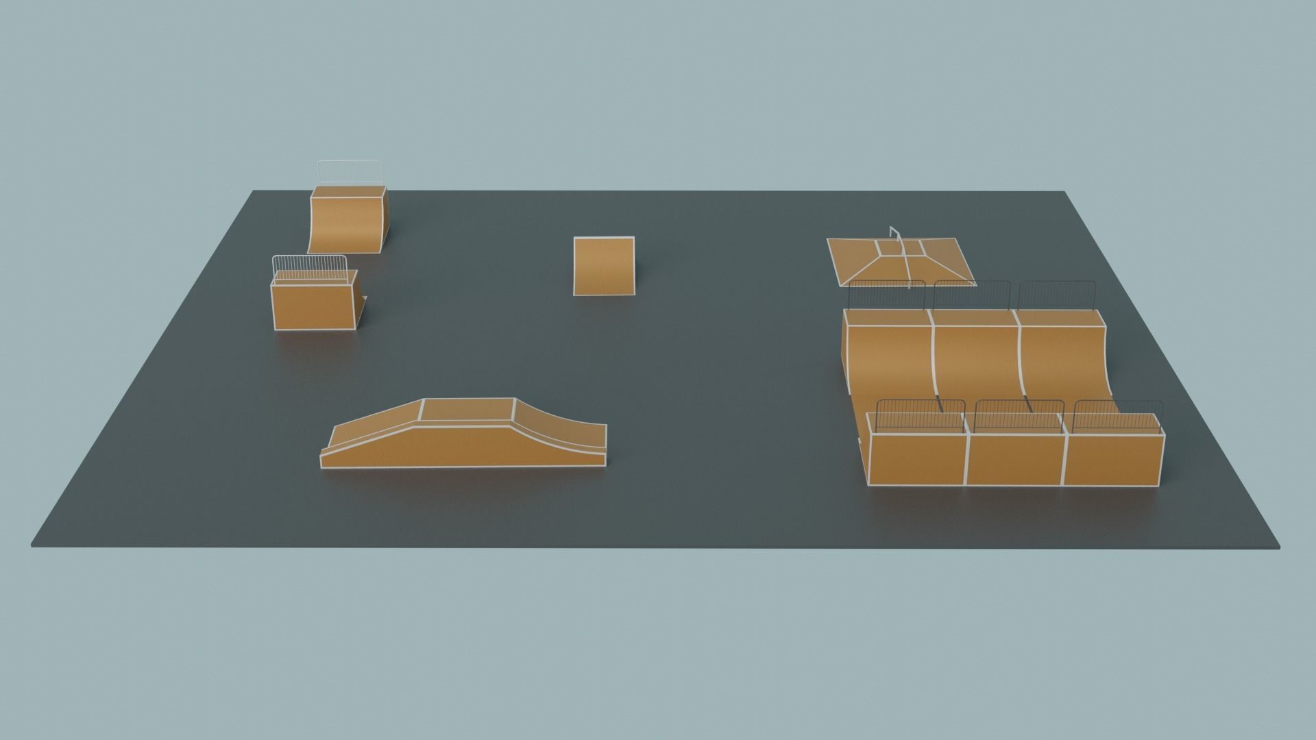 Skate Park Low-poly 3D model_3