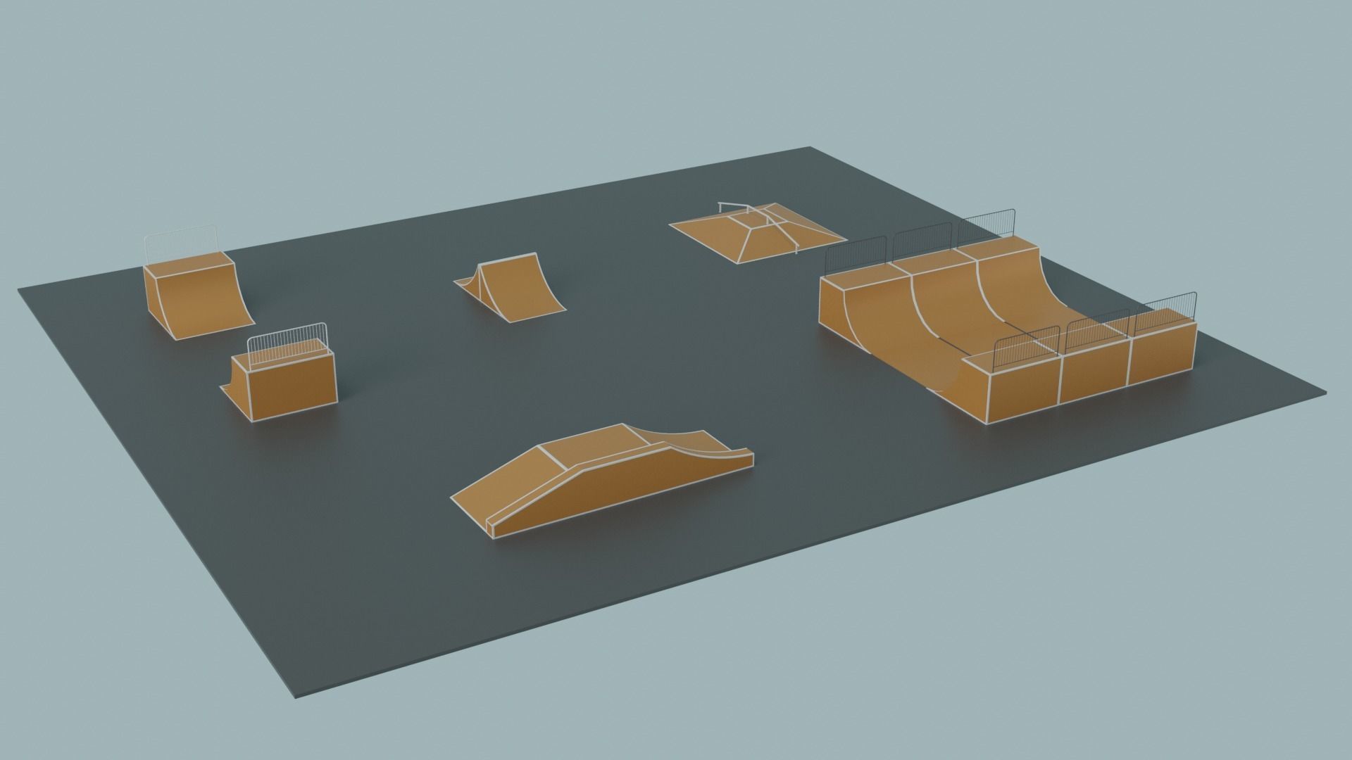 Skate Park Low-poly 3D model_5