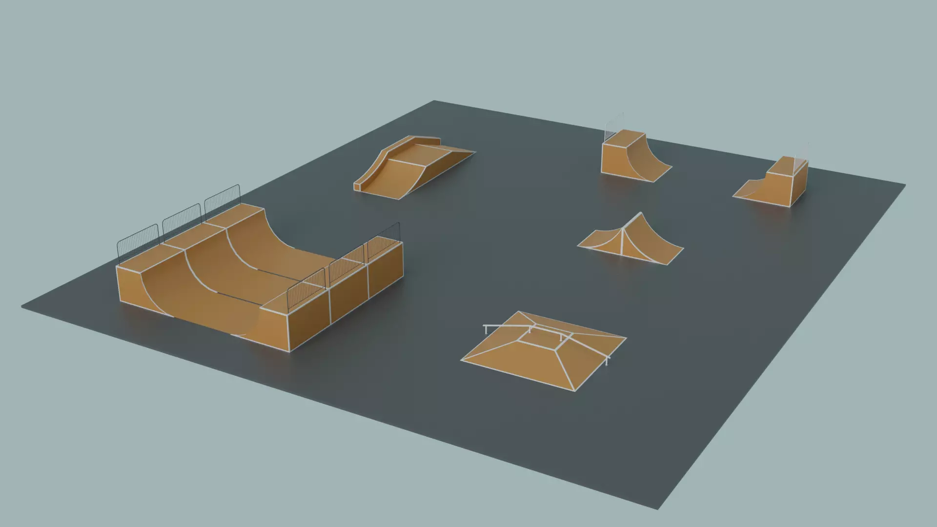 Skate Park Low-poly 3D model_0