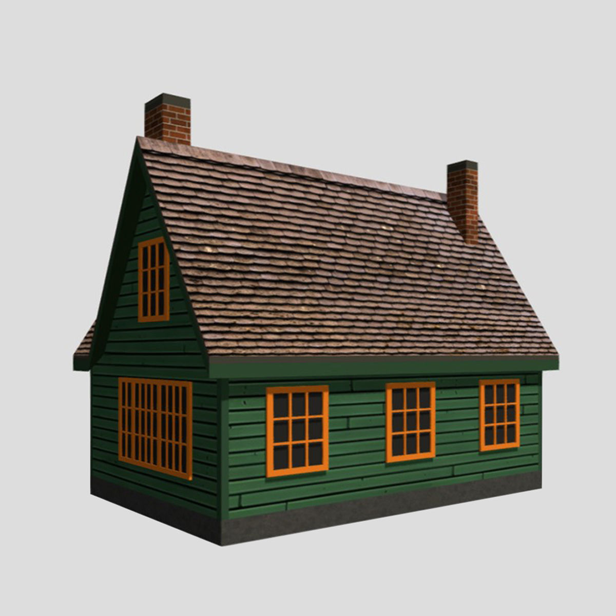 American Style Cottage - Town House Model Low-poly 3D model_3