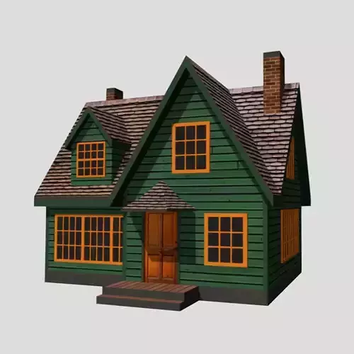 American Style Cottage - Town House Model  Low-poly 3D model