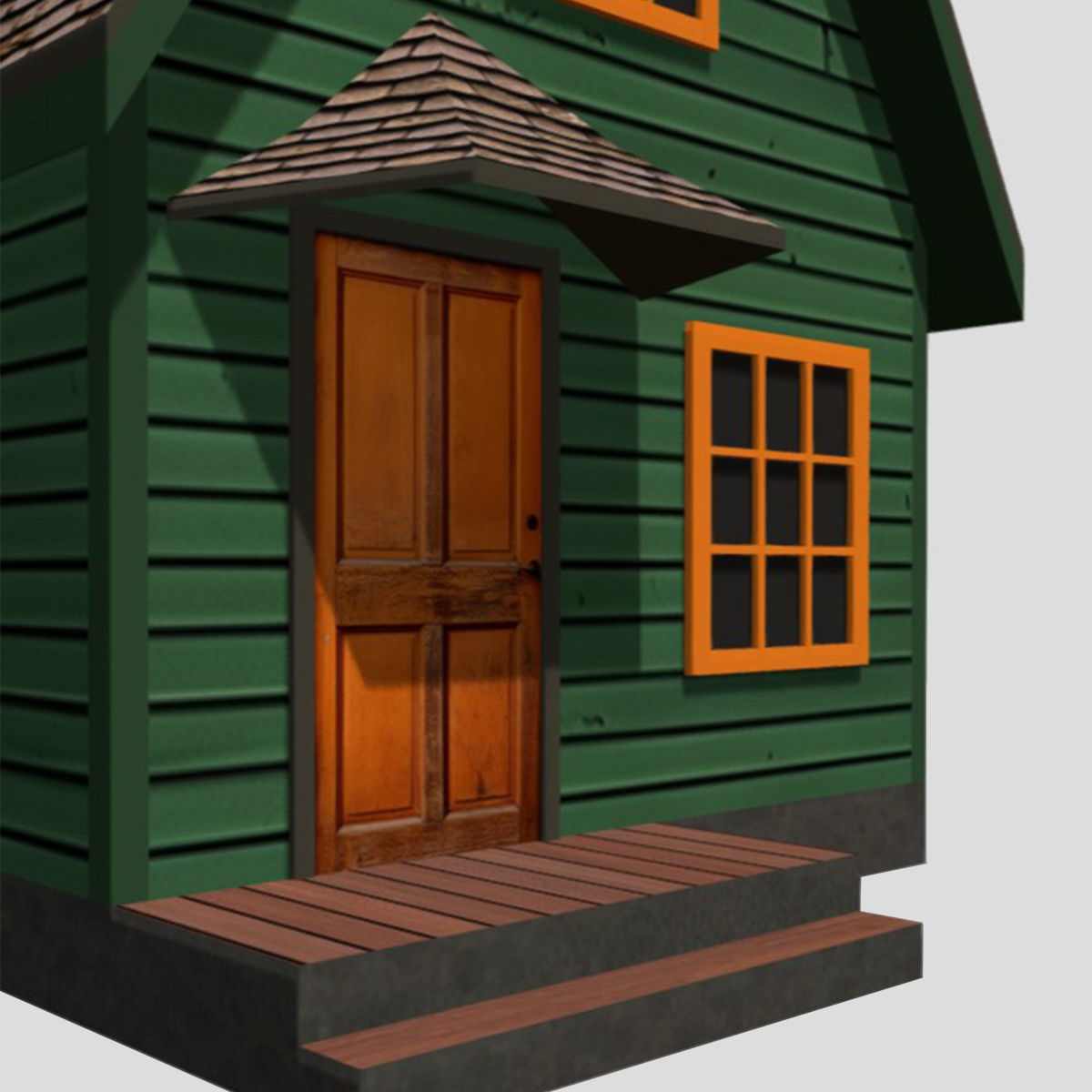 American Style Cottage - Town House Model Low-poly 3D model_5