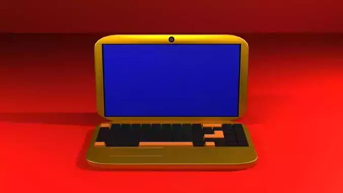 Gold low poly laptop