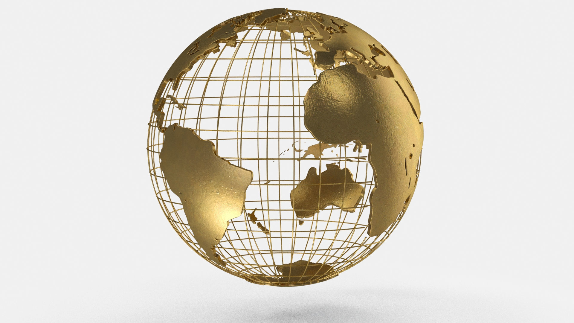 Earth Globe Golden Style Low-poly 3D model_2