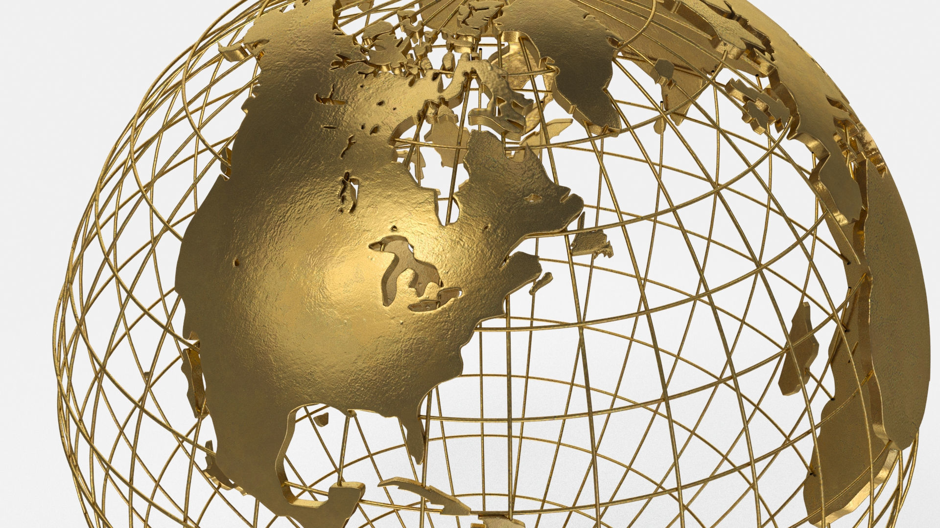 Earth Globe Golden Style Low-poly 3D model_3