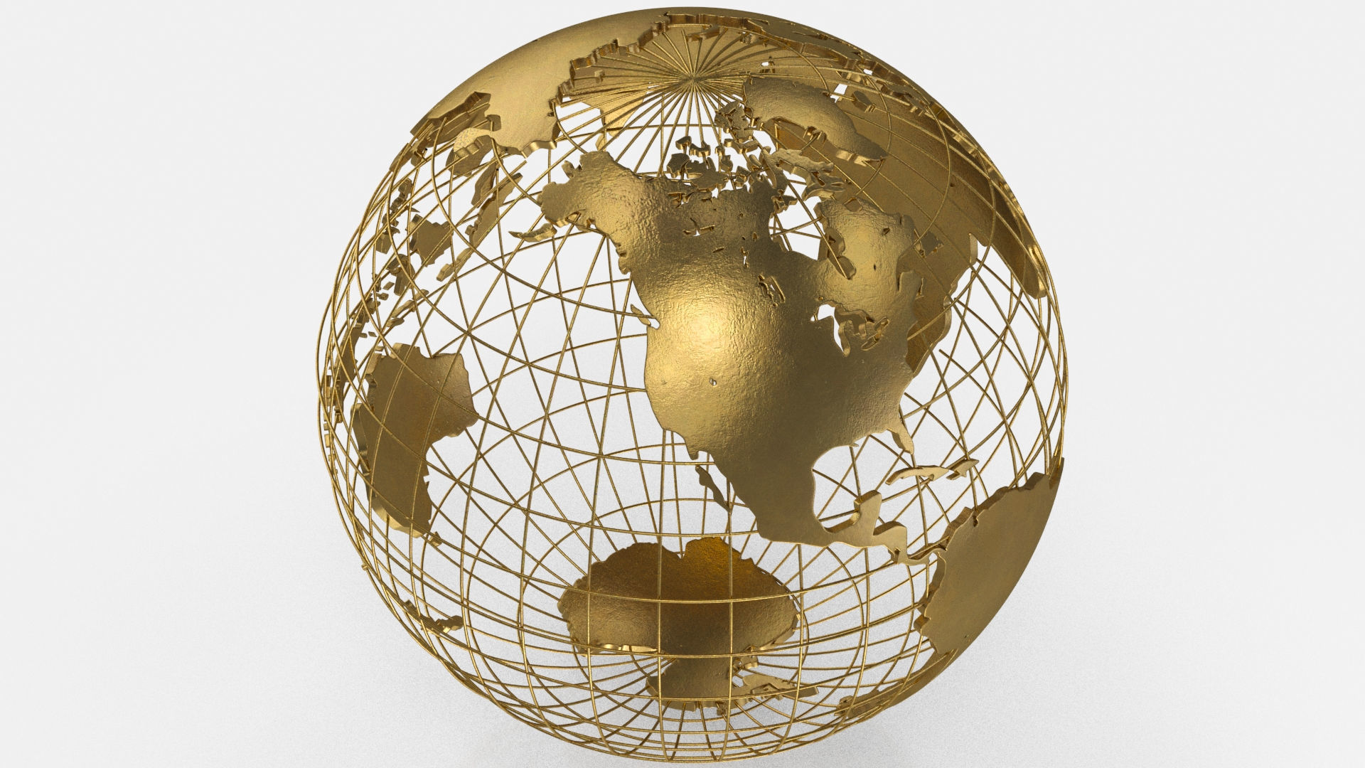 Earth Globe Golden Style Low-poly 3D model_5