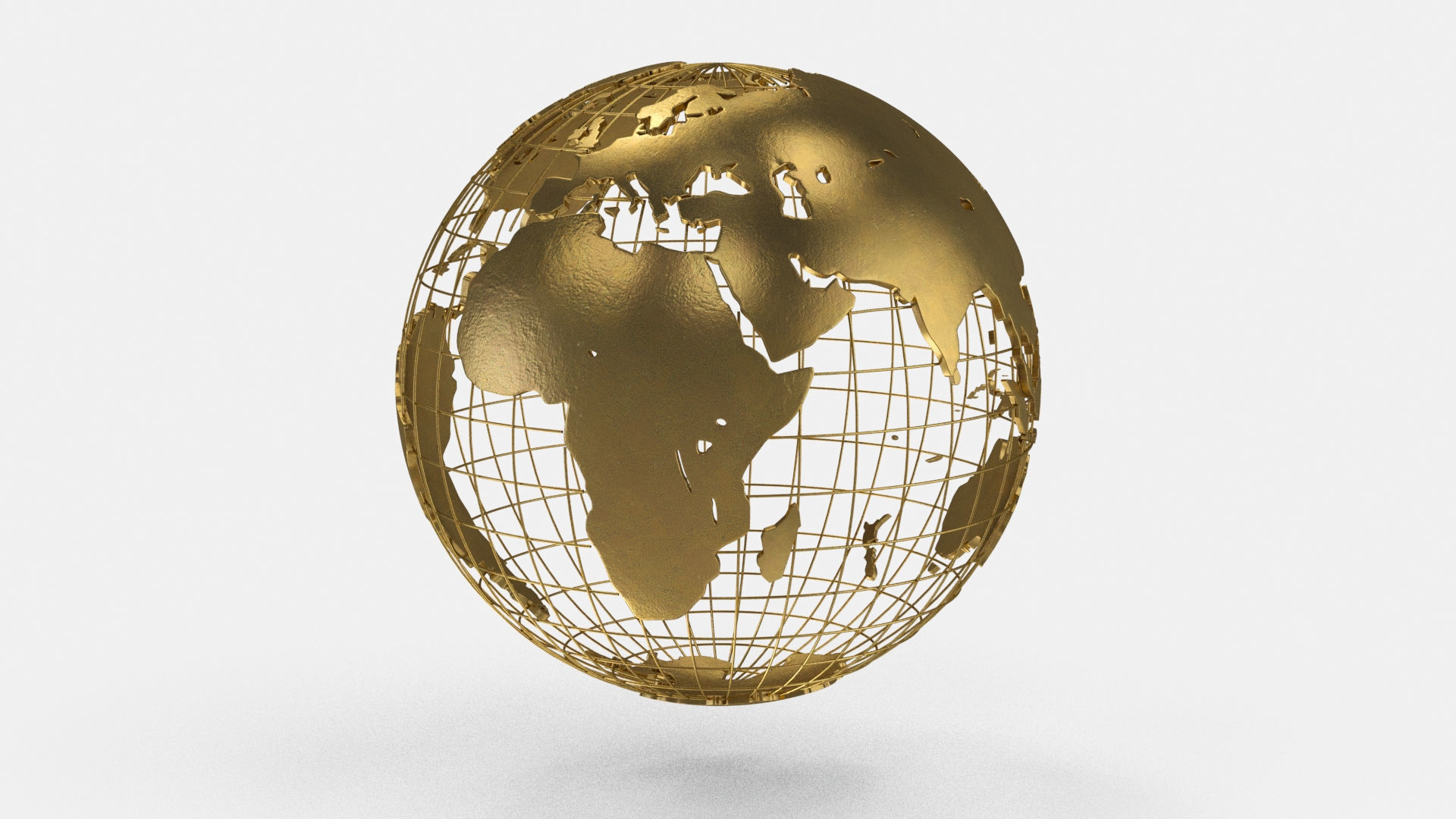 Earth Globe Golden Style Low-poly 3D model_6