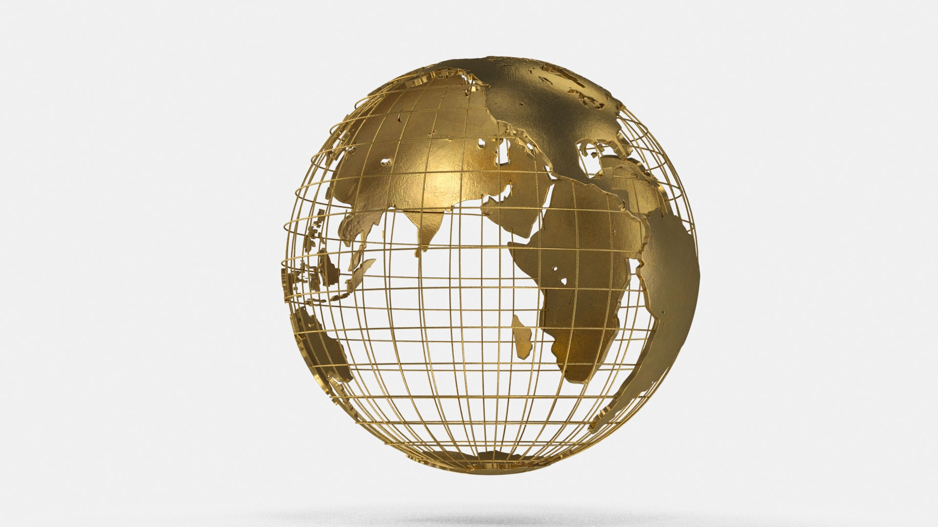 Earth Globe Golden Style Low-poly 3D model_1