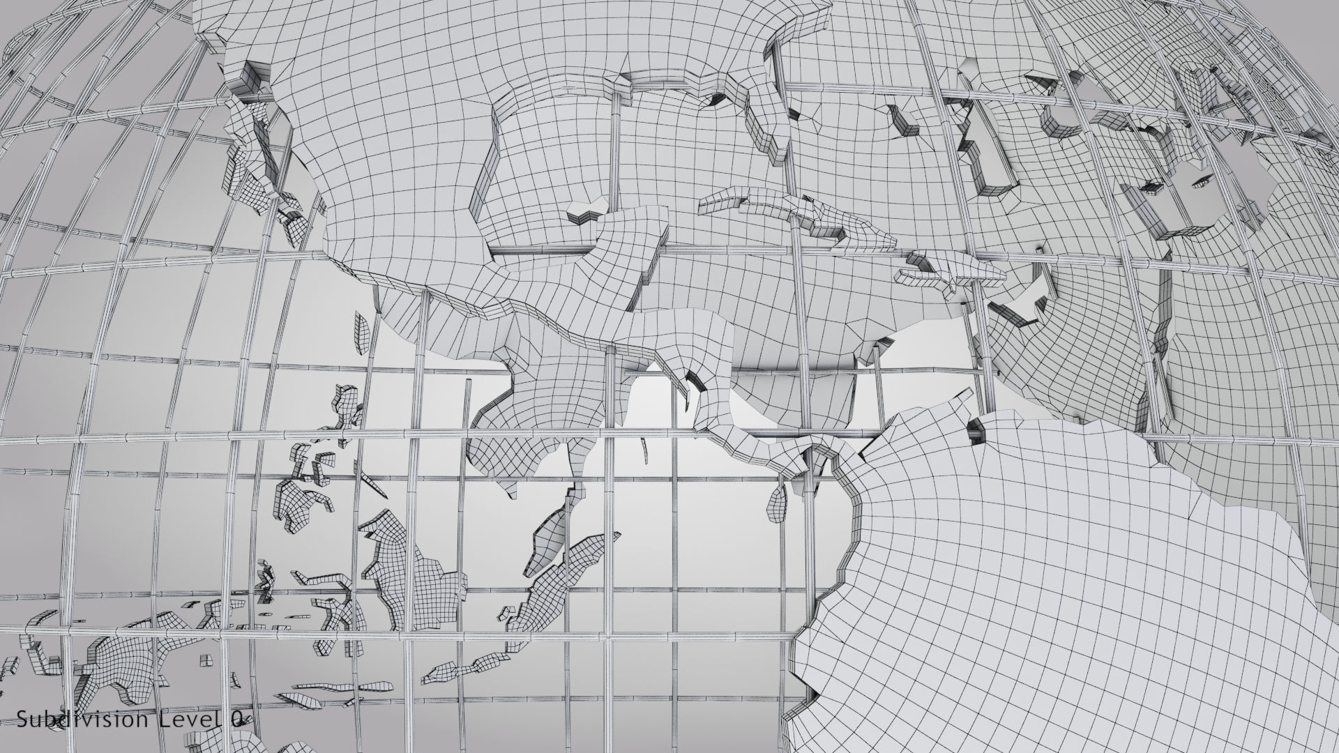 Earth Globe Golden Style Low-poly 3D model_14