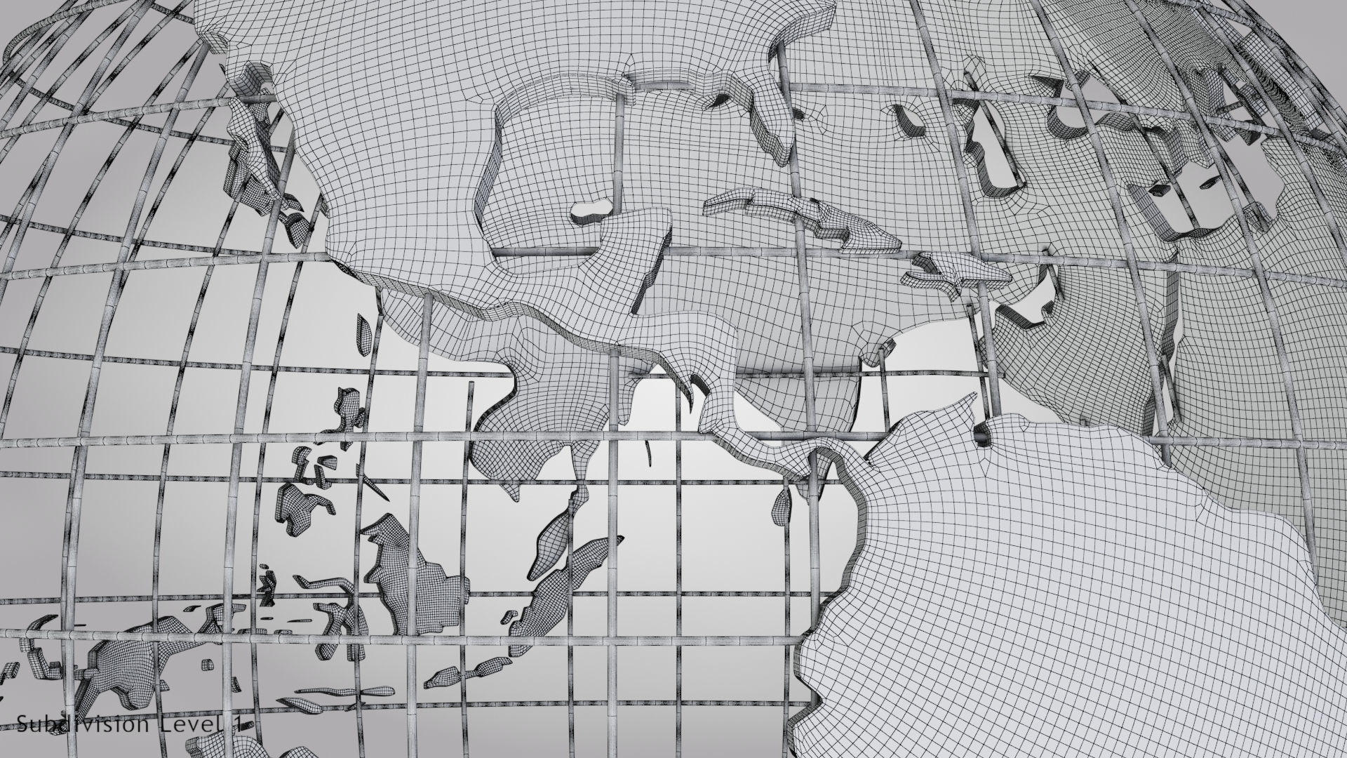 Earth Globe Golden Style Low-poly 3D model_15