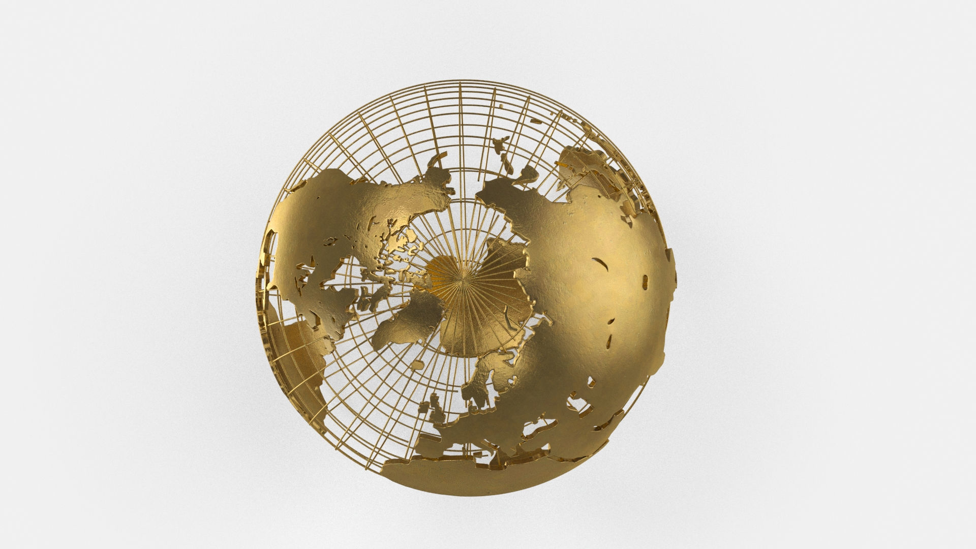 Earth Globe Golden Style Low-poly 3D model_4