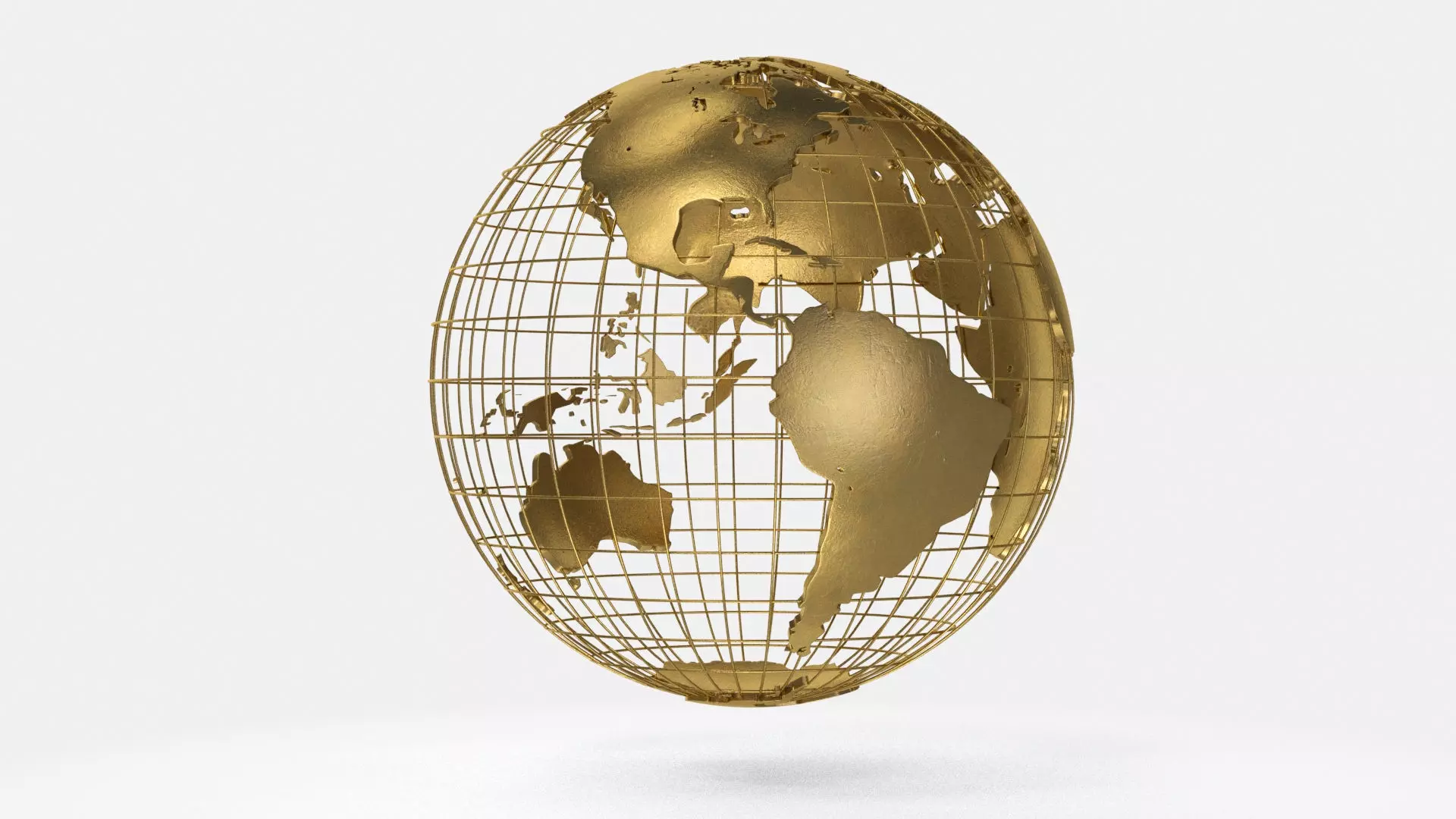 Earth Globe Golden Style Low-poly 3D model_0