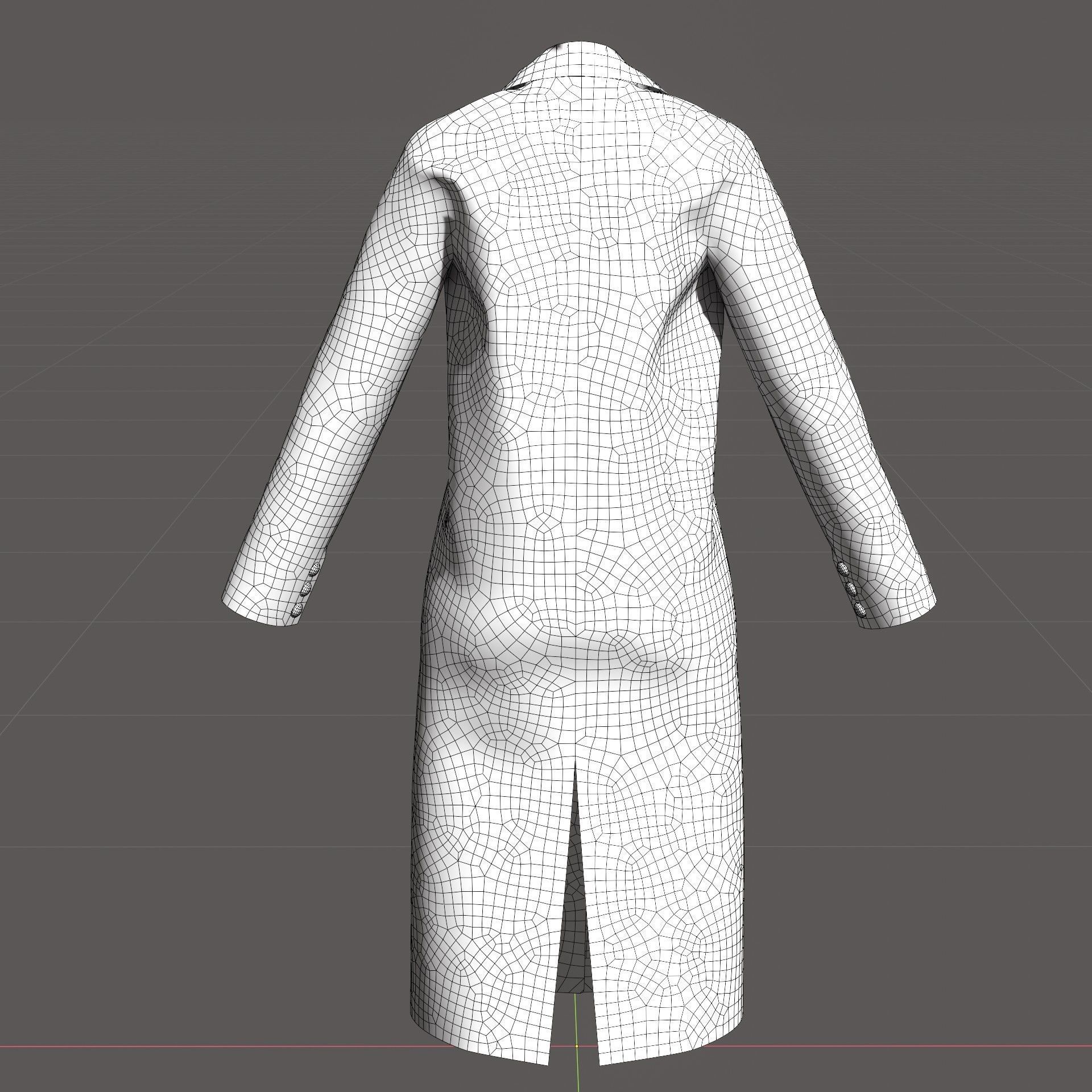 Black wool coat with gold buttons  Low-poly 3D model_6