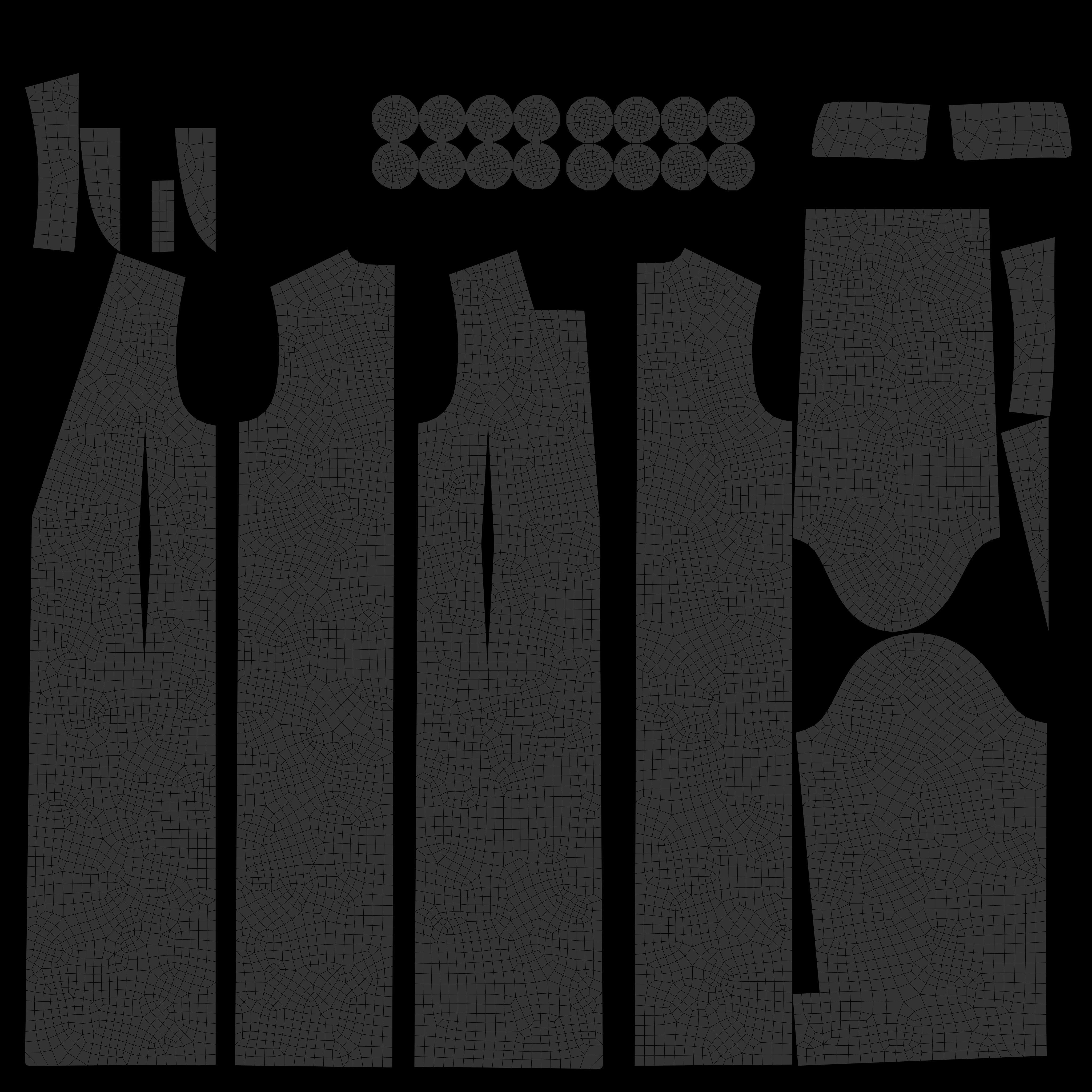 Black wool coat with gold buttons  Low-poly 3D model_8