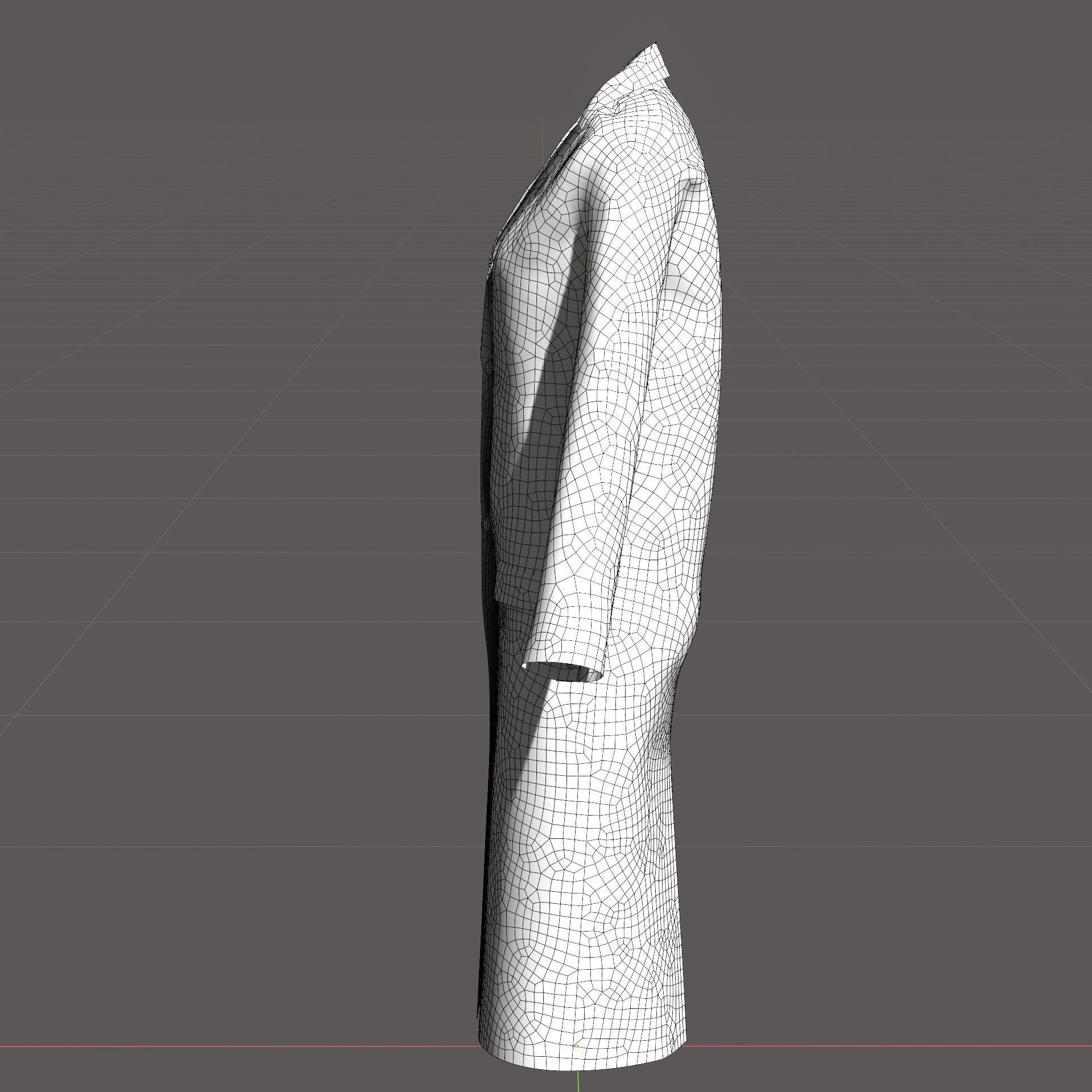 Black wool coat with gold buttons  Low-poly 3D model_5