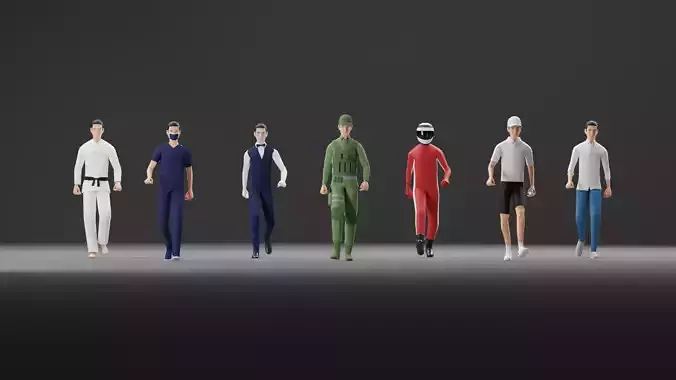 Male Pack 03 - Lowpoly - Rigged Low-poly 3D model Male Pack 03 - Lowpoly - Rigged Low-poly 3D model