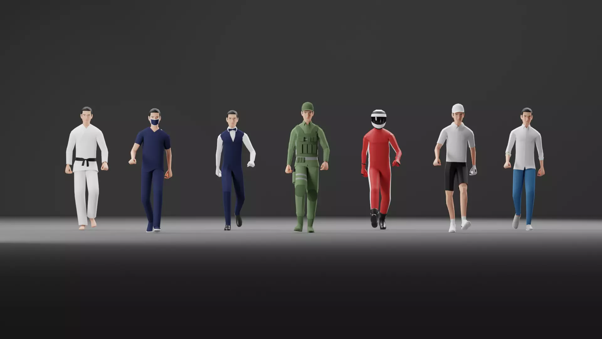 Male Pack 03 - Lowpoly - Rigged Low-poly 3D model_0