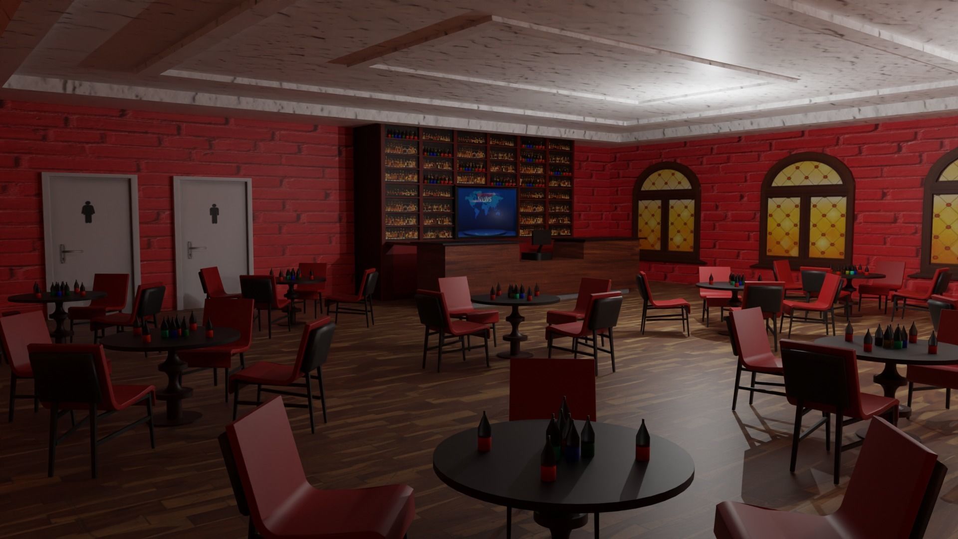 Coffee Bar  Low-poly 3D model_2
