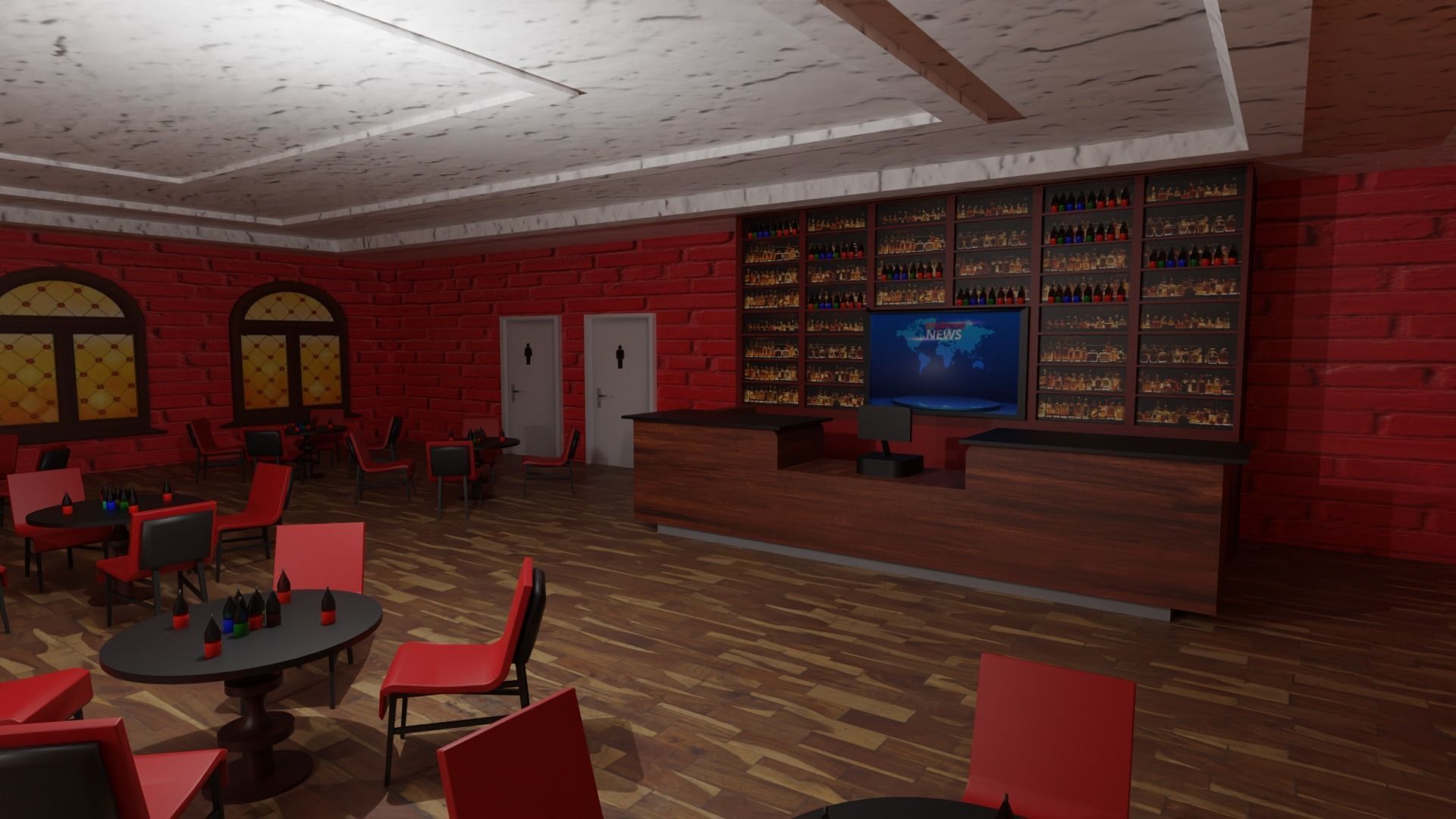 Coffee Bar  Low-poly 3D model_3